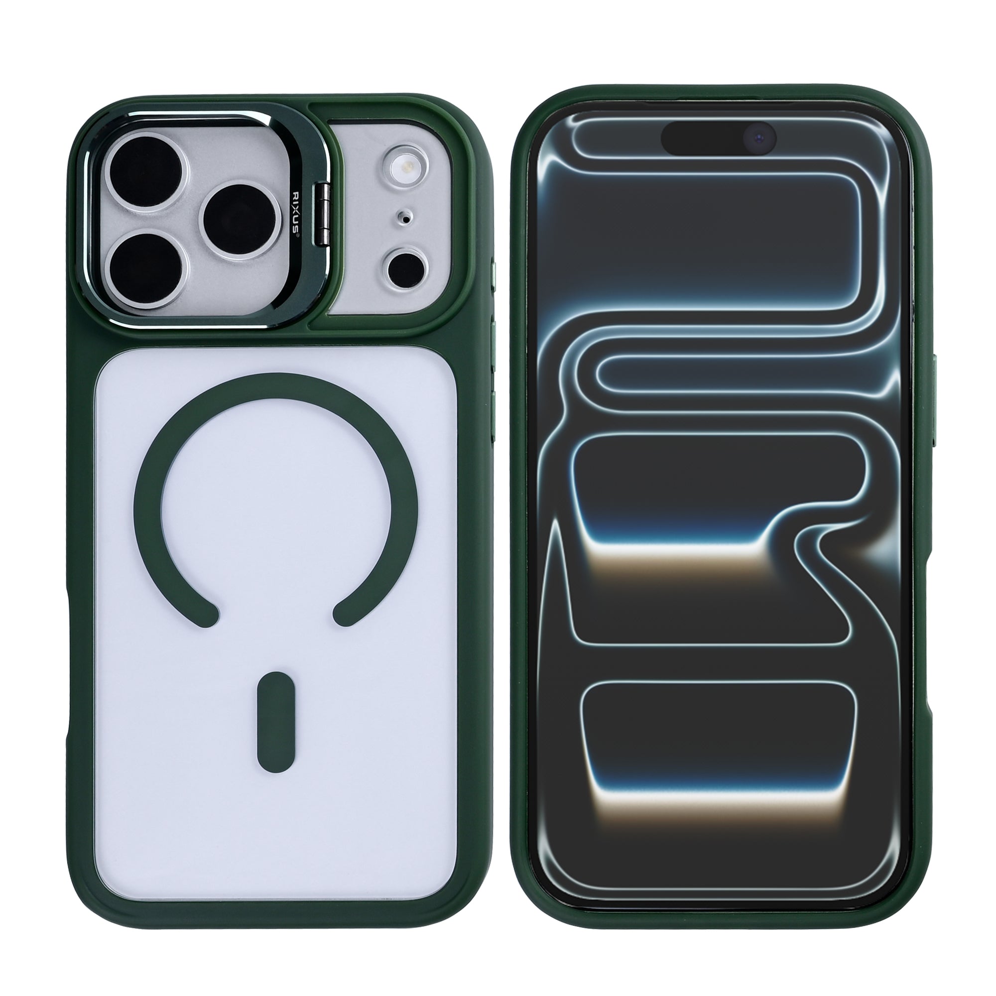 Rixus Classic 03 Case With MagSafe Compatible For Apple iPhone 17 Pro, 18 Pro Dark Green