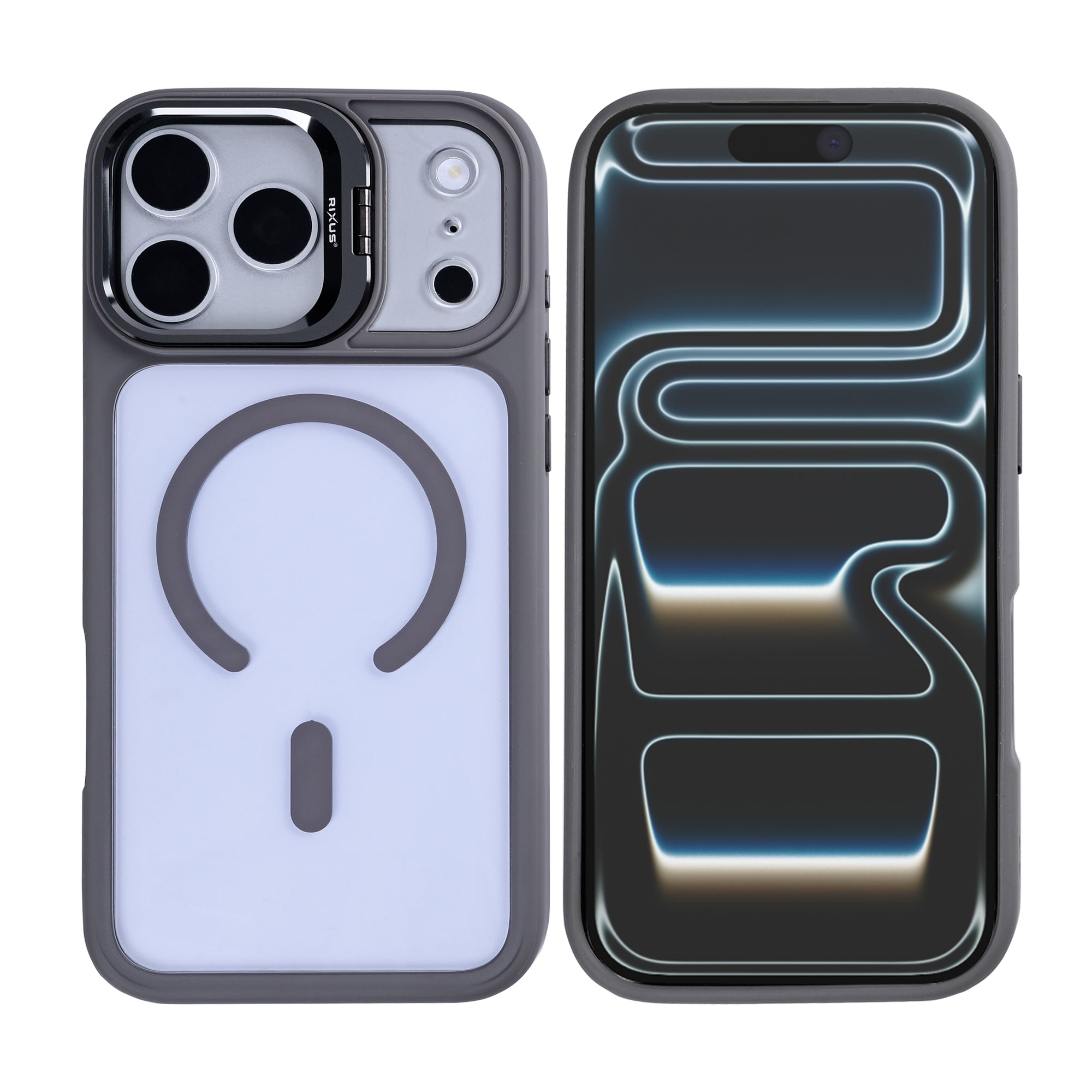 Rixus Classic 03 Case With MagSafe Compatible For Apple iPhone 17 Pro, 18 Pro Titanium Grey