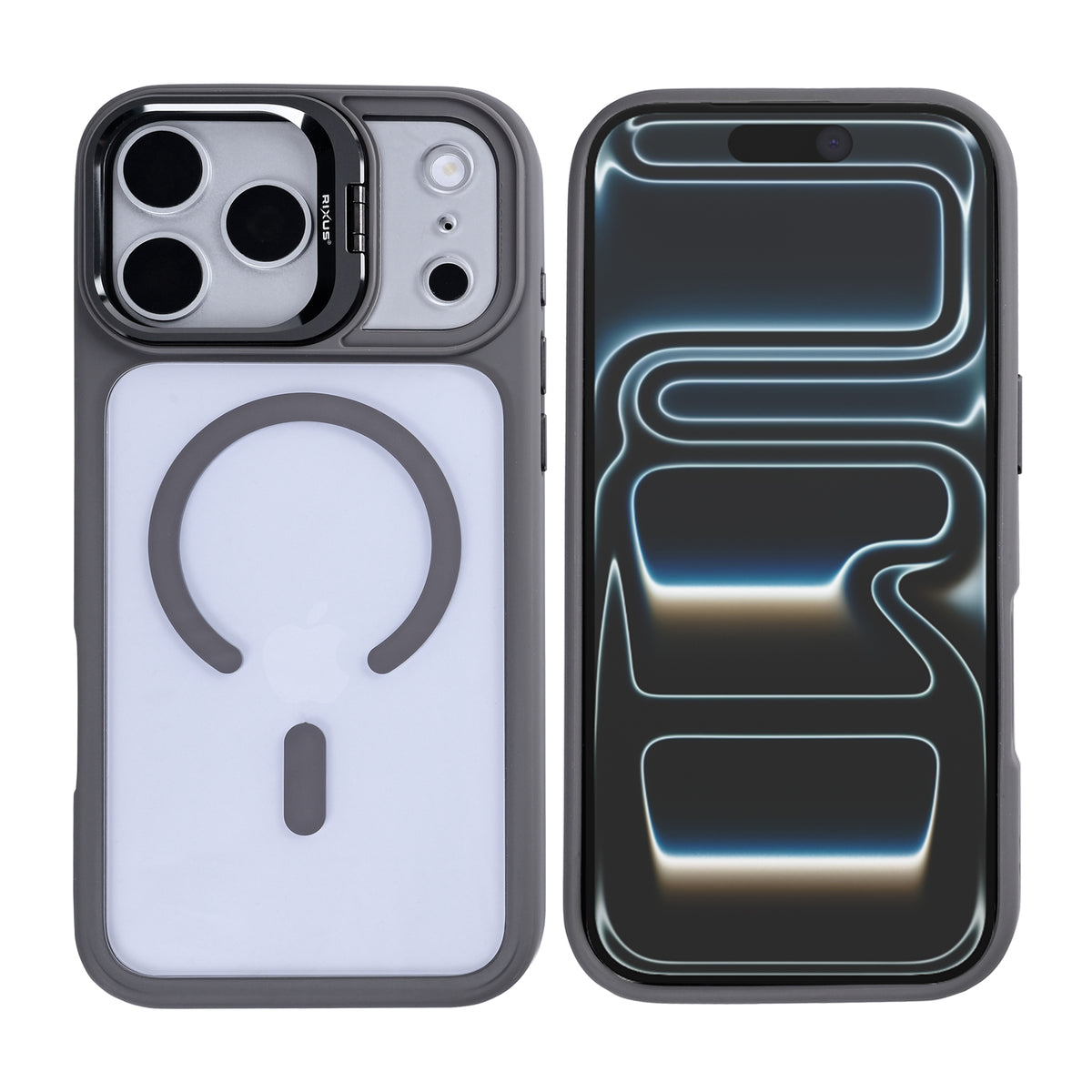 Rixus Classic 03 Case With MagSafe Compatible For Apple iPhone 17 Pro, 18 Pro Titanium Grey