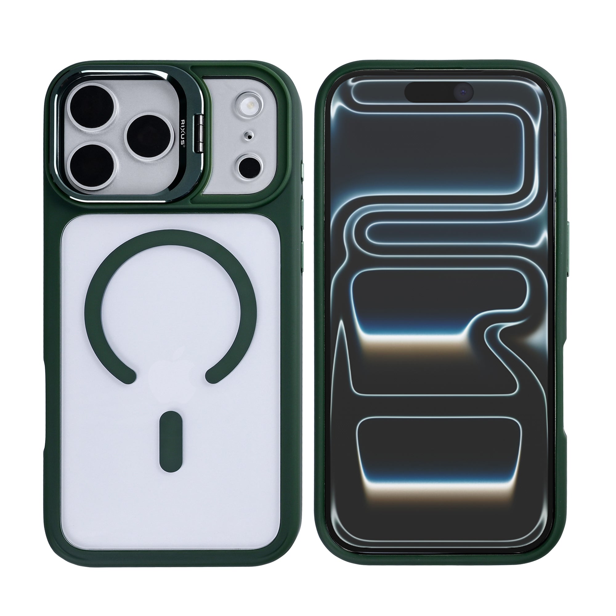 Rixus Classic 03 Case With MagSafe Compatible For Apple iPhone 17 Pro Max, 18 Pro Max Dark Green
