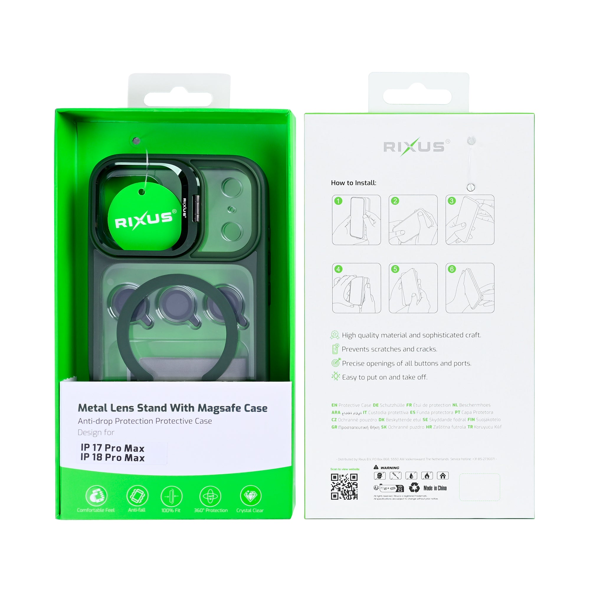 Rixus Classic 03 Case With MagSafe Compatible For Apple iPhone 17 Pro Max, 18 Pro Max Dark Green