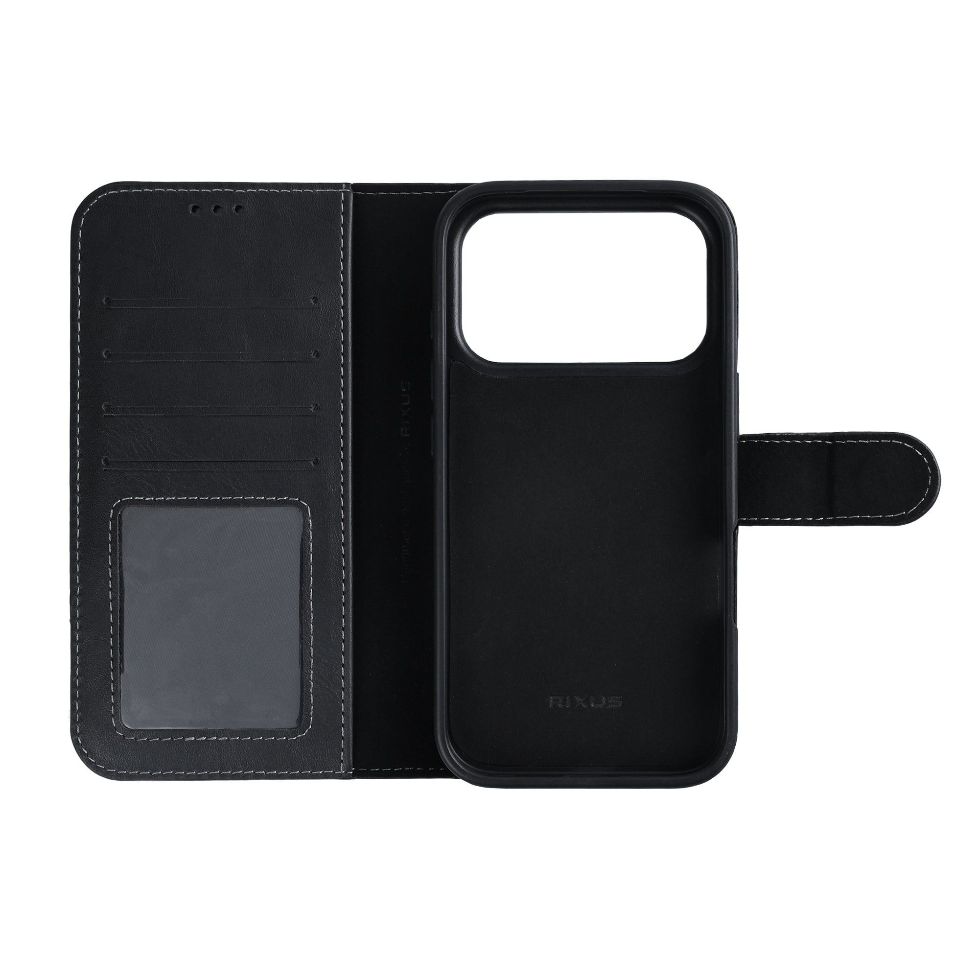 Rixus Duo Magnetic Detachable Wallet For Apple iPhone 17 Pro, 18 Pro Black