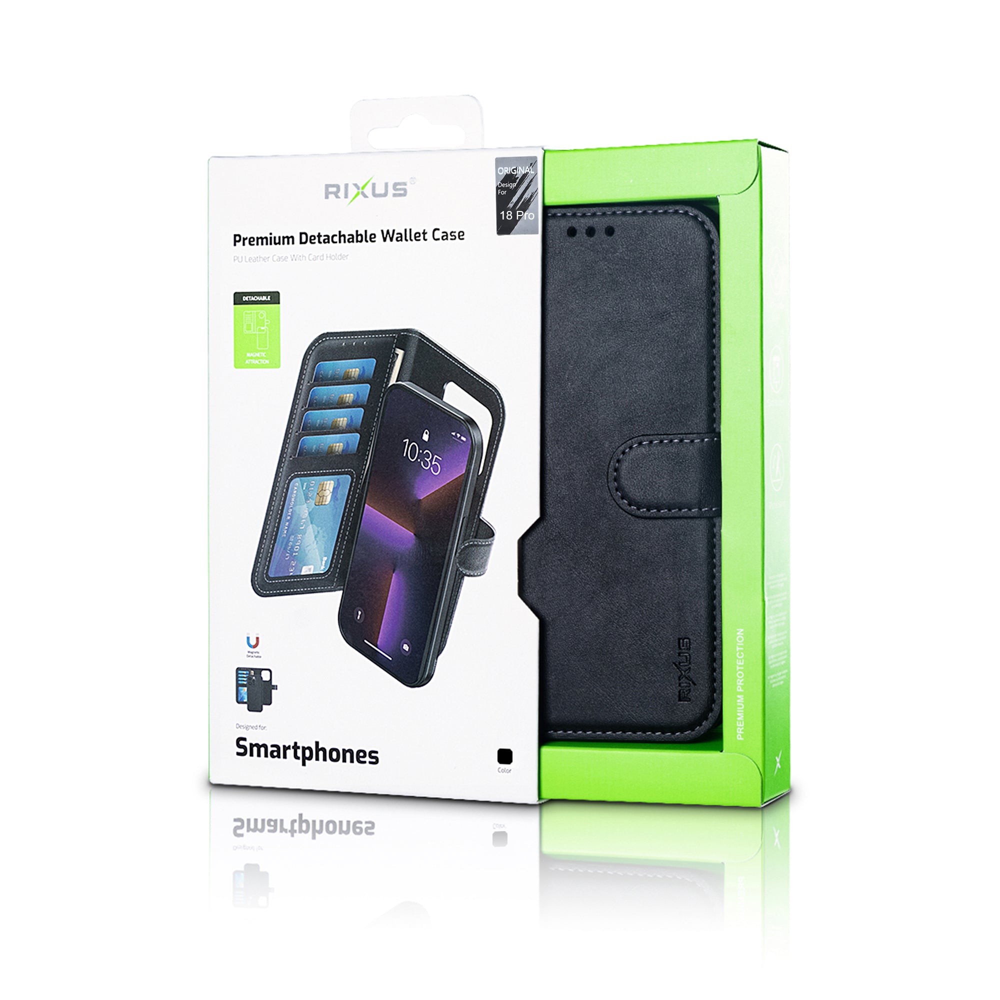 Rixus Duo Magnetic Detachable Wallet For Apple iPhone 17 Pro, 18 Pro Black