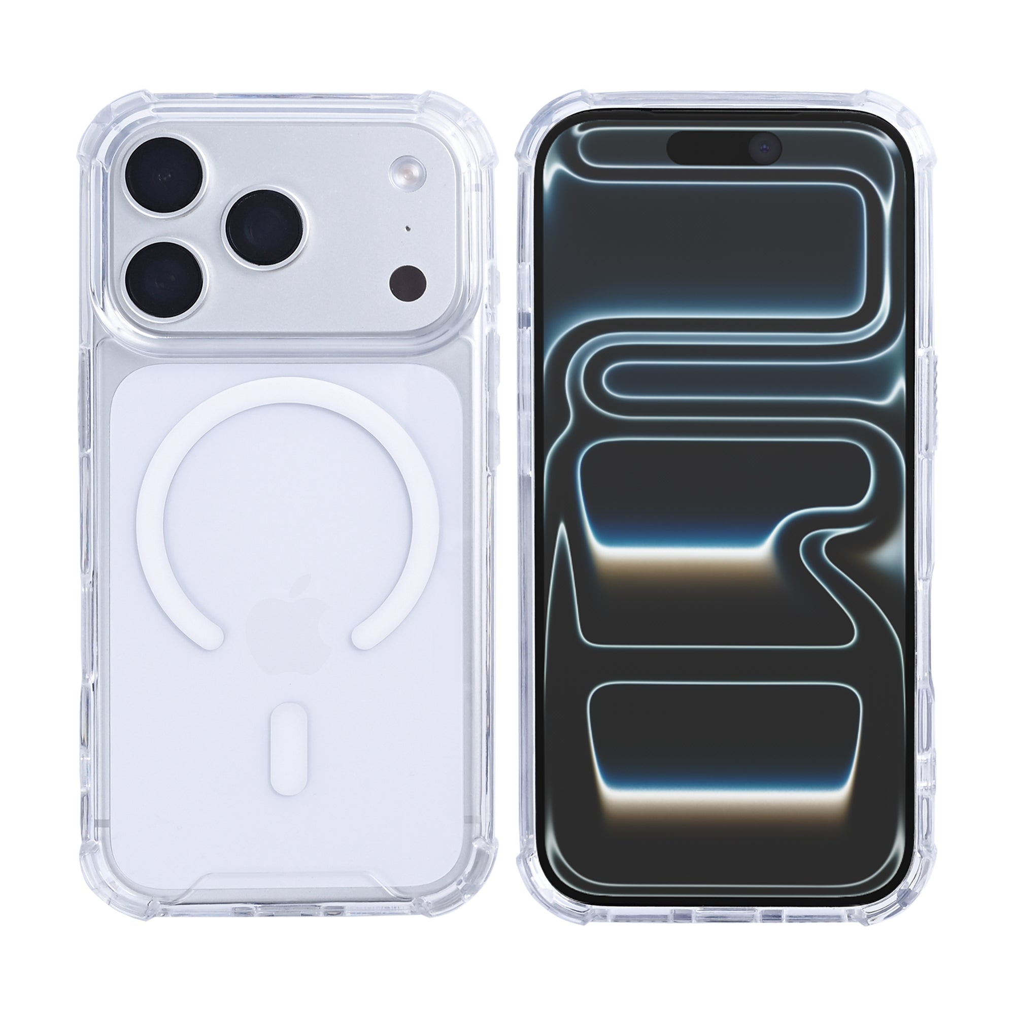 Rixus Anti-Burst Case With MagSafe Compatible For Apple iPhone 17 Pro, 18 Pro Transparent