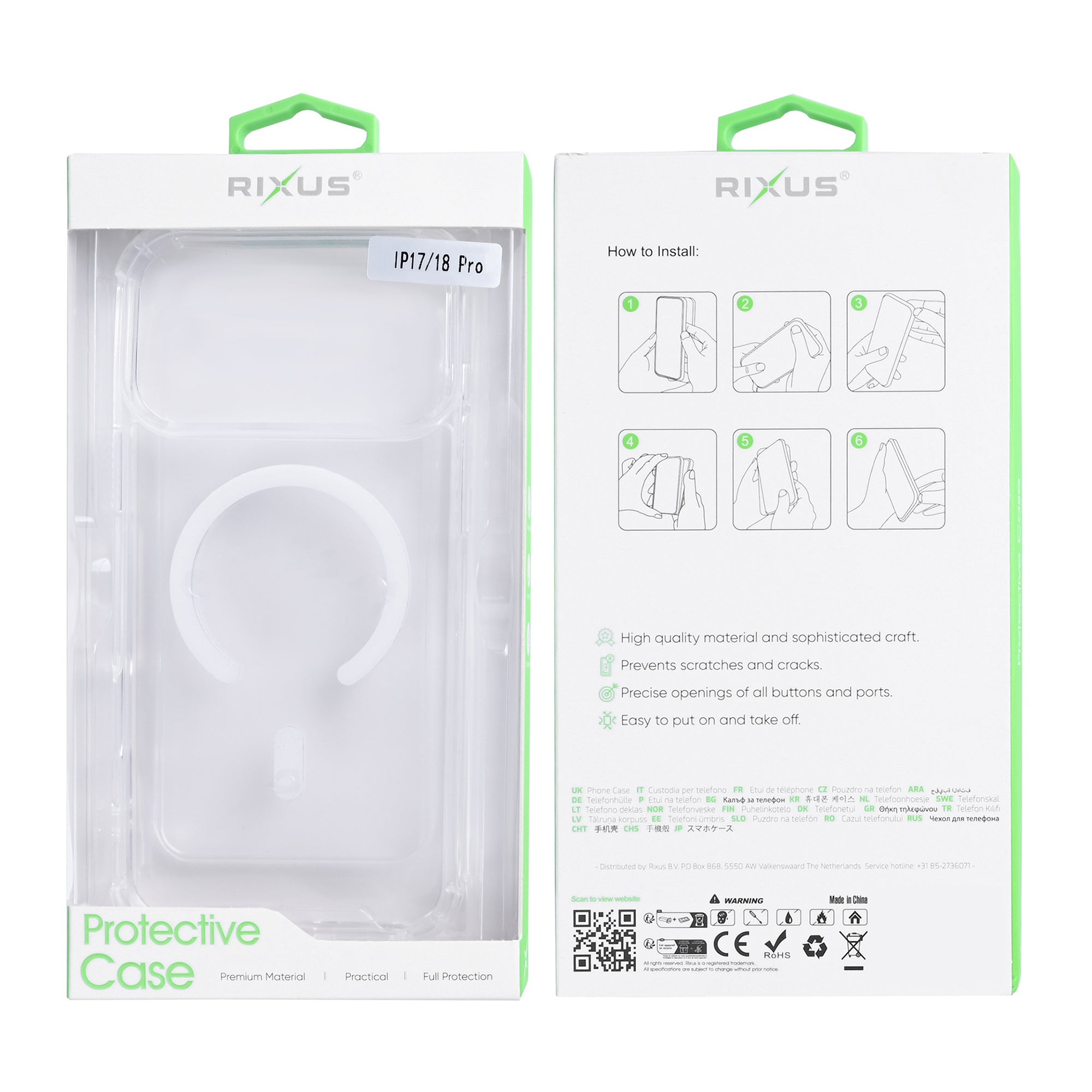 Rixus Anti-Burst Case With MagSafe Compatible For Apple iPhone 17 Pro, 18 Pro Transparent