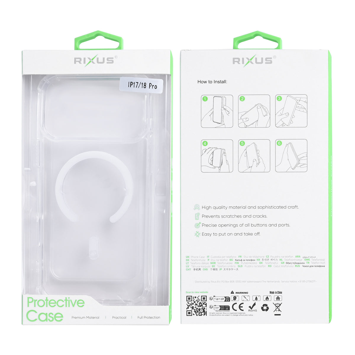 Rixus Anti-Burst Case With MagSafe Compatible For Apple iPhone 17 Pro, 18 Pro Transparent