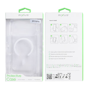 Rixus Anti-Burst Case With MagSafe Compatible For Apple iPhone 17 Pro, 18 Pro Transparent