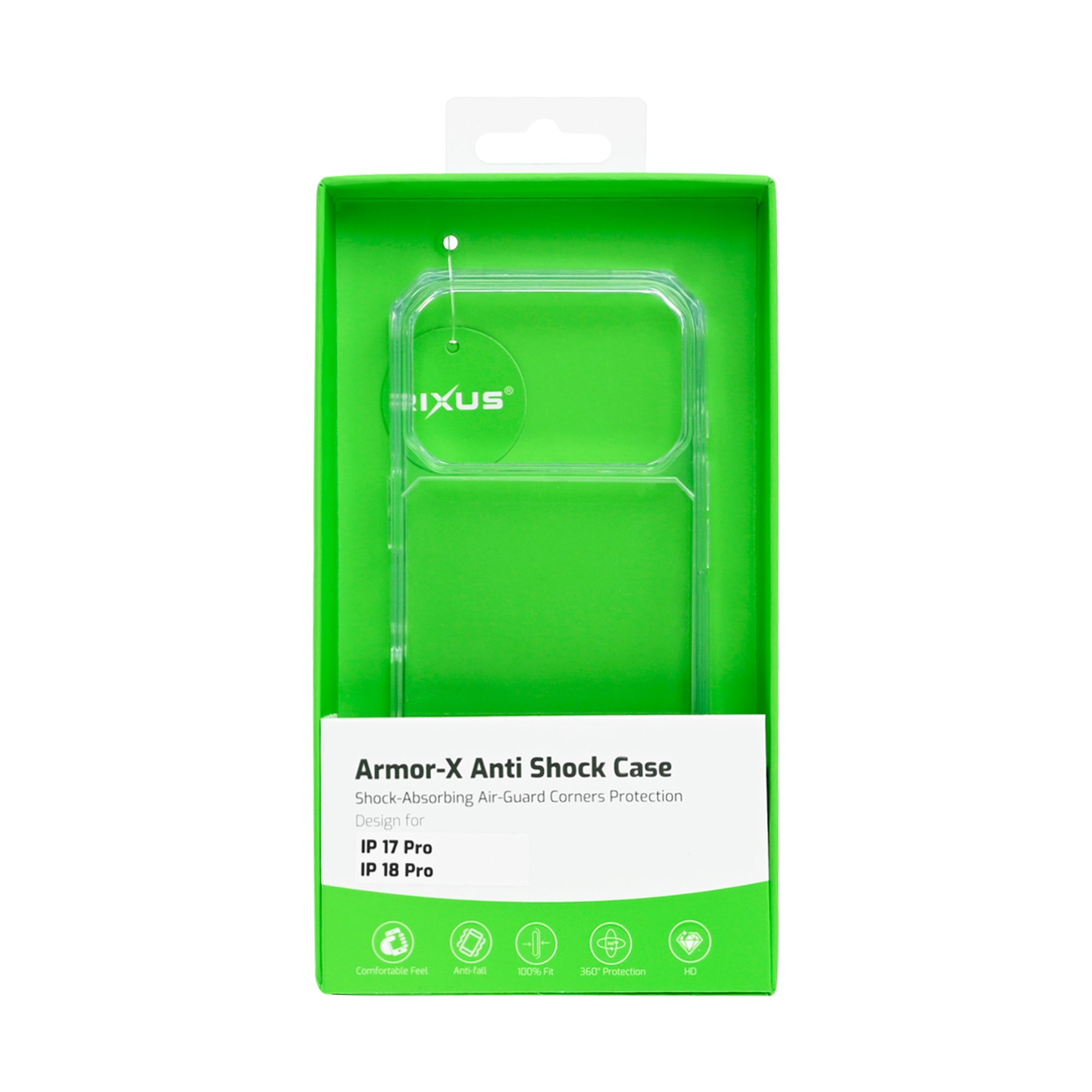 Rixus Armor-X Anti Shock Case For Apple iPhone 17 Pro, 18 Pro Transparent