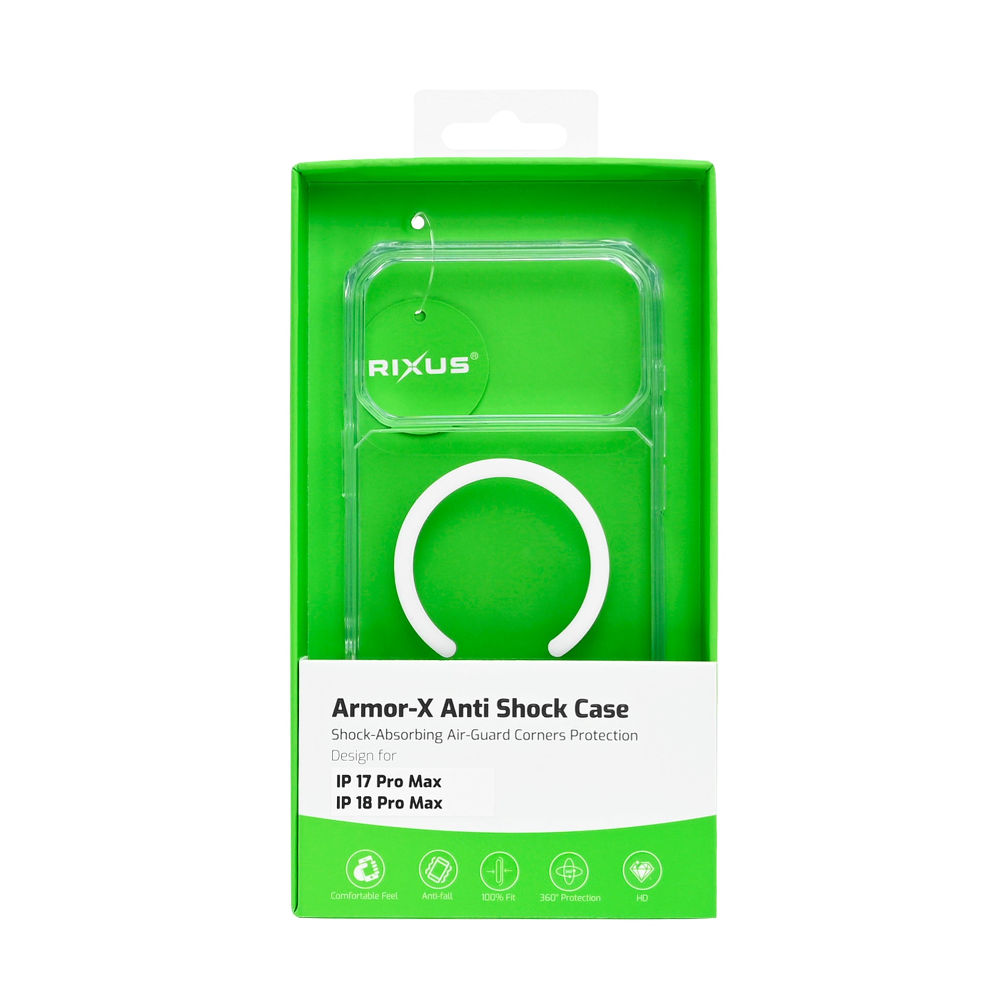 Rixus Armor-X Anti Shock Case With MagSafe Compatible For Apple iPhone 17 Pro Max, 18 Pro Max Transparent