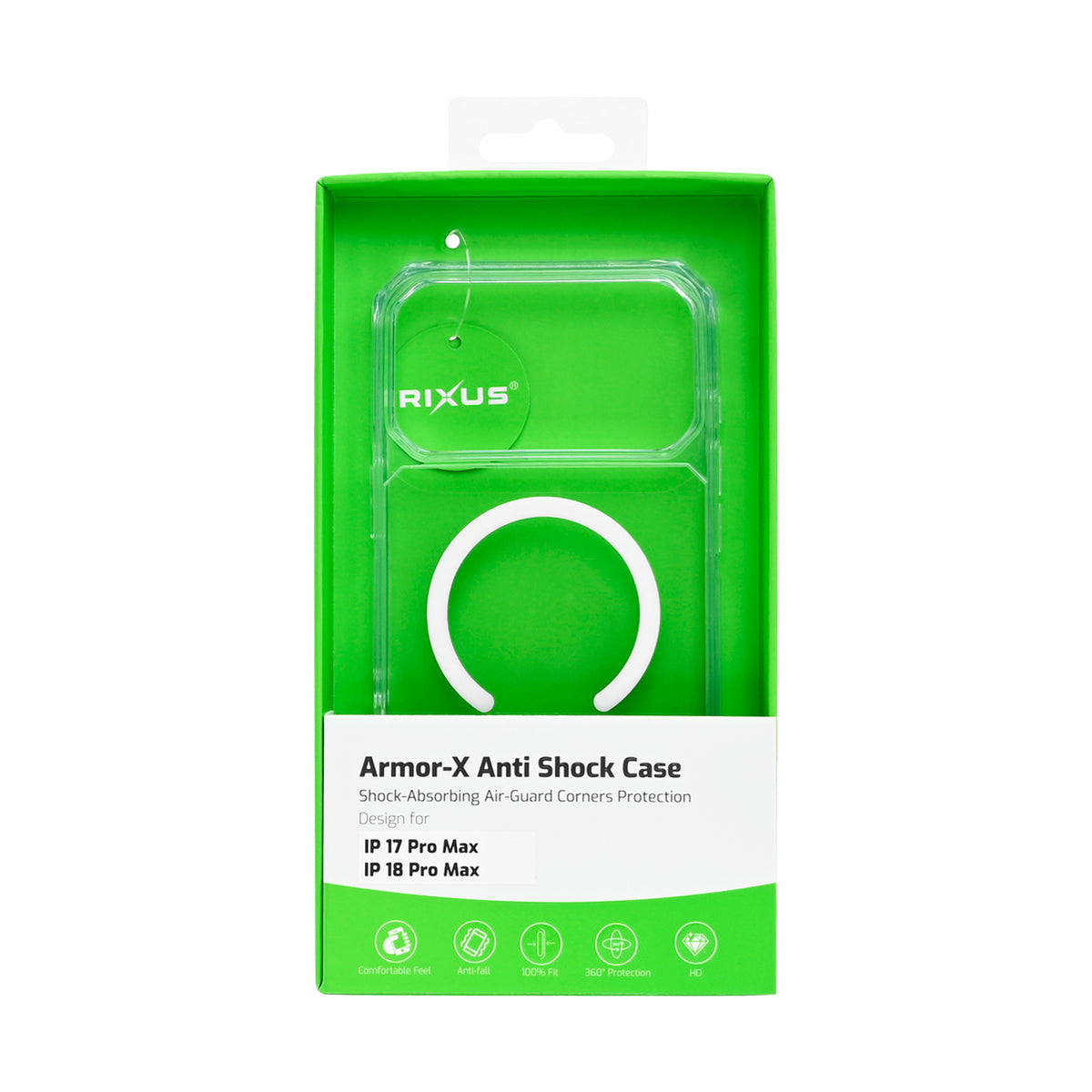 Rixus Armor-X Anti Shock Case With MagSafe Compatible For Apple iPhone 17 Pro Max, 18 Pro Max Transparent