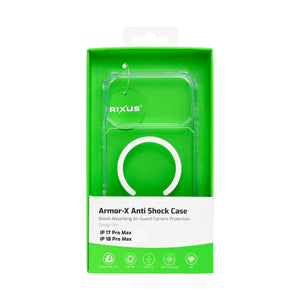 Rixus Armor-X Anti Shock Case With MagSafe Compatible For Apple iPhone 17 Pro Max, 18 Pro Max Transparent