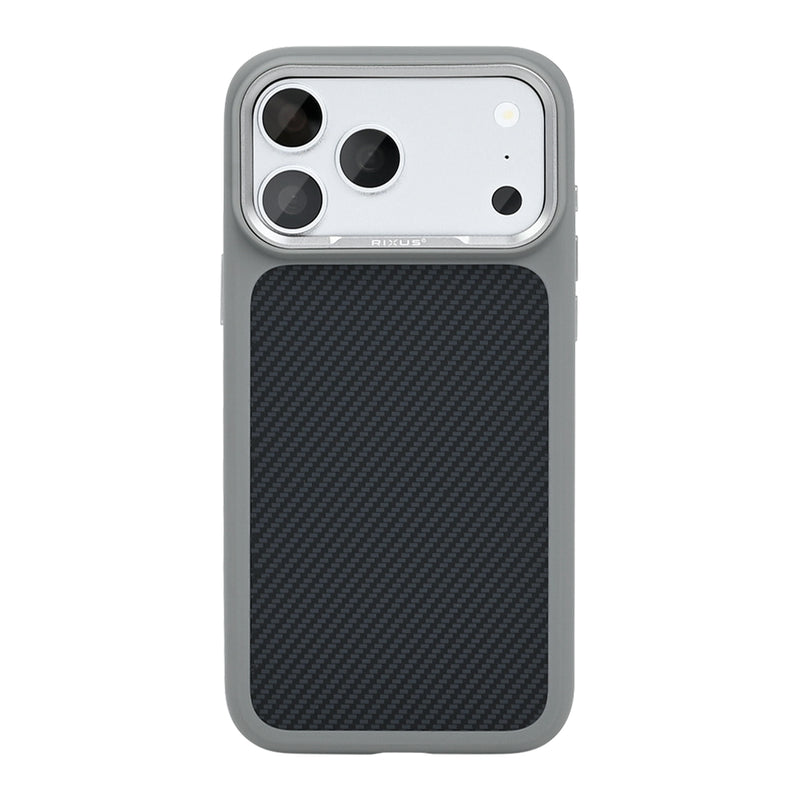 Rixus Mag Carbon With MagSafe Compatible For Apple iPhone 17 Pro, 18 Pro Titanium Grey
