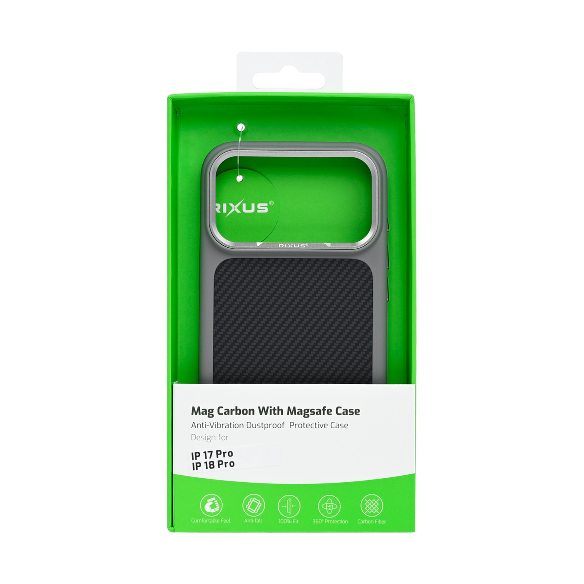 Rixus Mag Carbon With MagSafe Compatible For Apple iPhone 17 Pro, 18 Pro Titanium Grey