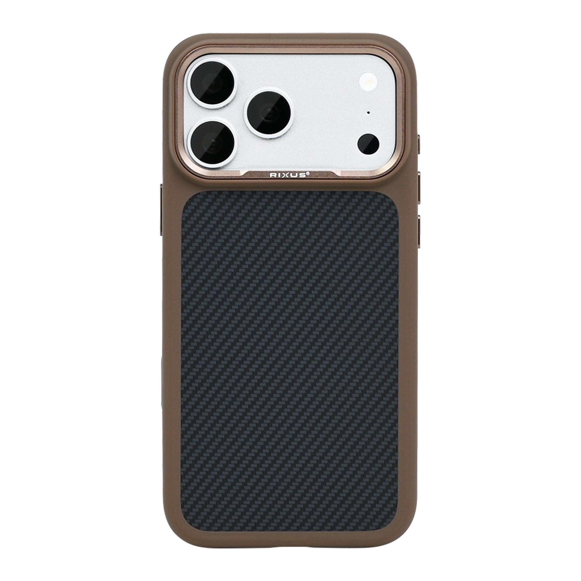Rixus Mag Carbon With MagSafe Compatible For Apple iPhone 17 Pro, 18 Pro Brown