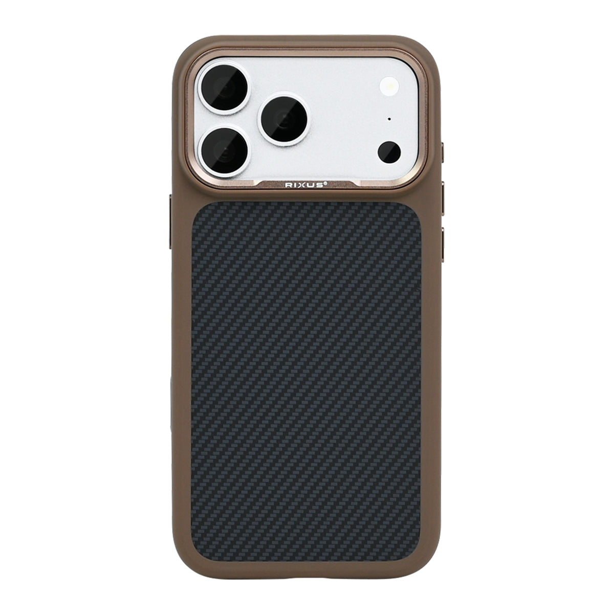 Rixus Mag Carbon With MagSafe Compatible For Apple iPhone 17 Pro, 18 Pro Brown