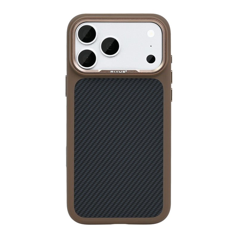 Rixus Mag Carbon With MagSafe Compatible For Apple iPhone 17 Pro, 18 Pro Brown