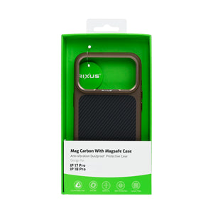 Rixus Mag Carbon With MagSafe Compatible For Apple iPhone 17 Pro, 18 Pro Brown