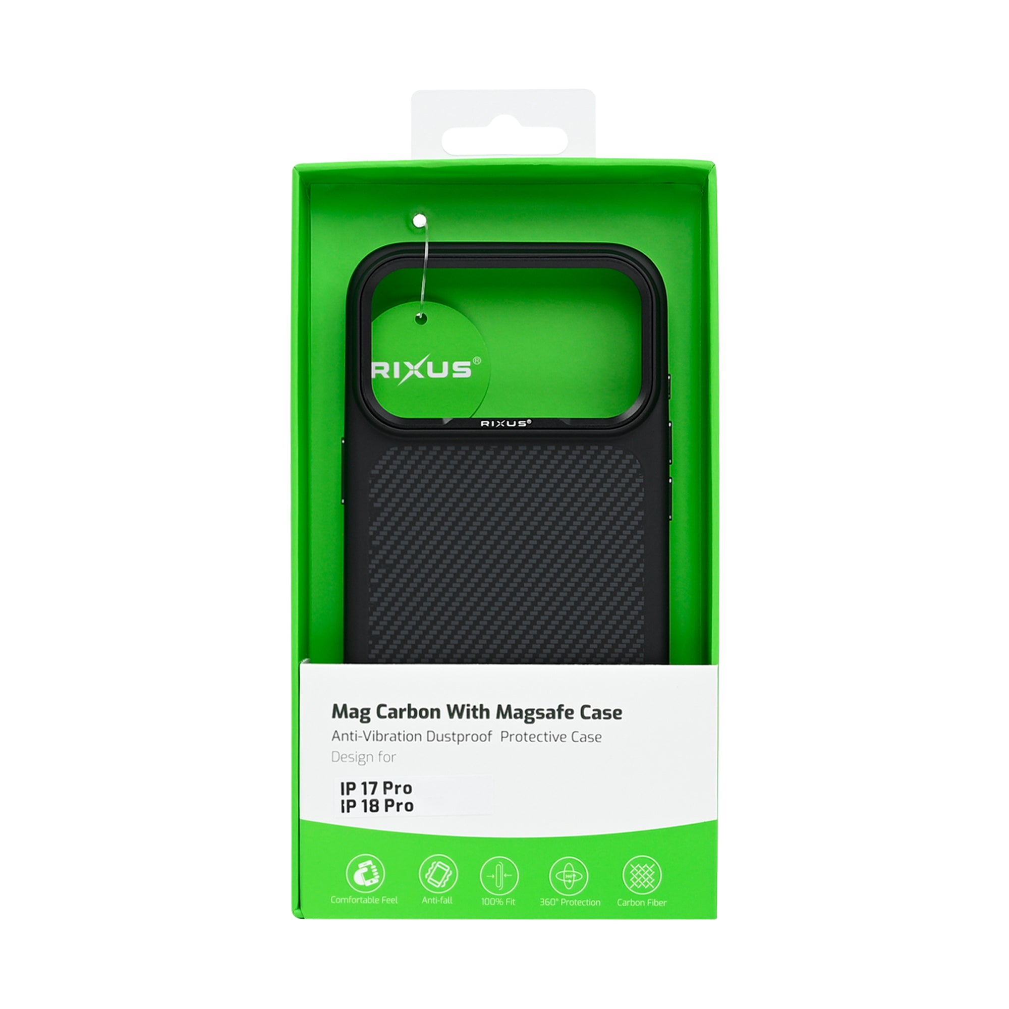 Rixus Mag Carbon With MagSafe Compatible For Apple iPhone 17 Pro, 18 Pro Titanium Black
