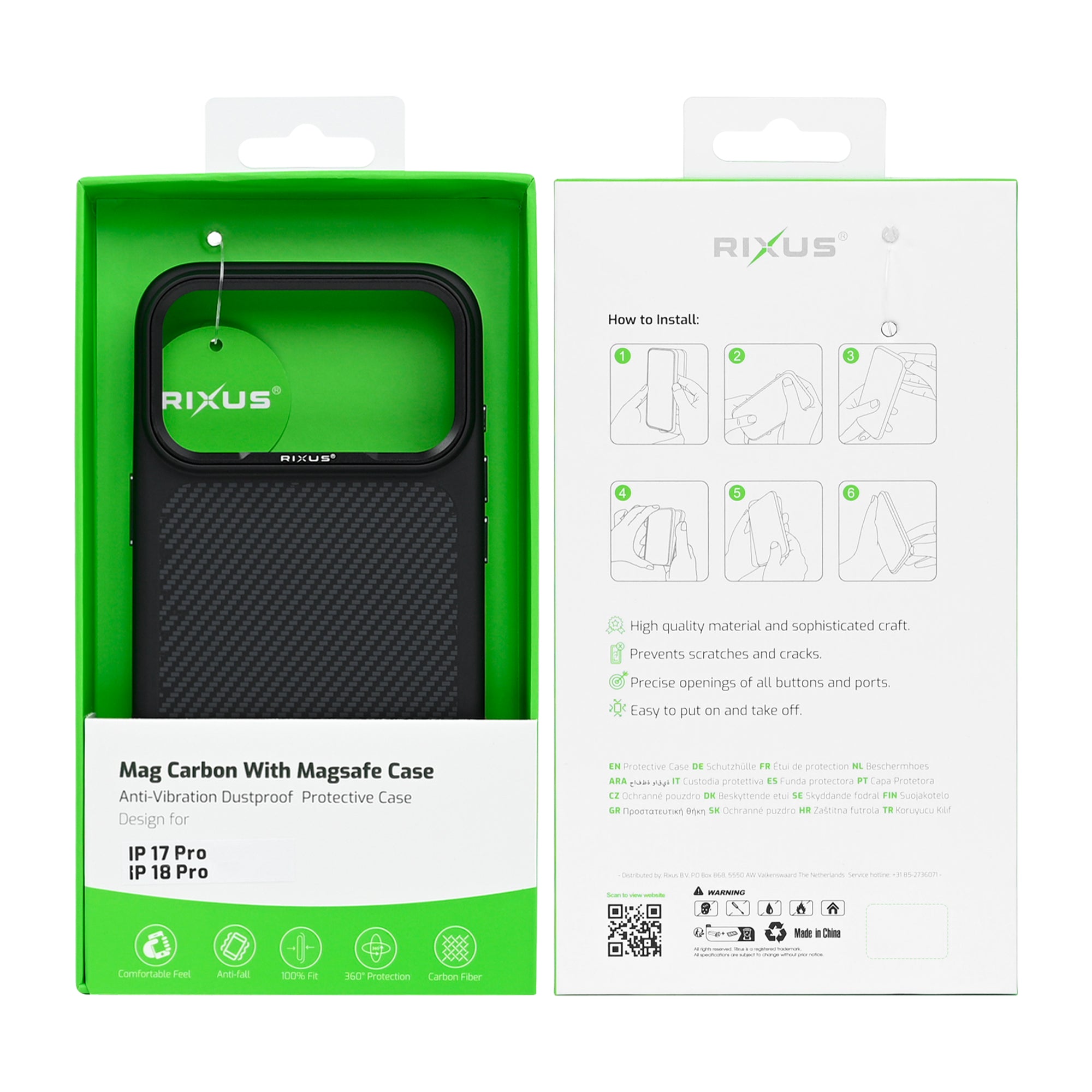 Rixus Mag Carbon With MagSafe Compatible For Apple iPhone 17 Pro, 18 Pro Titanium Black
