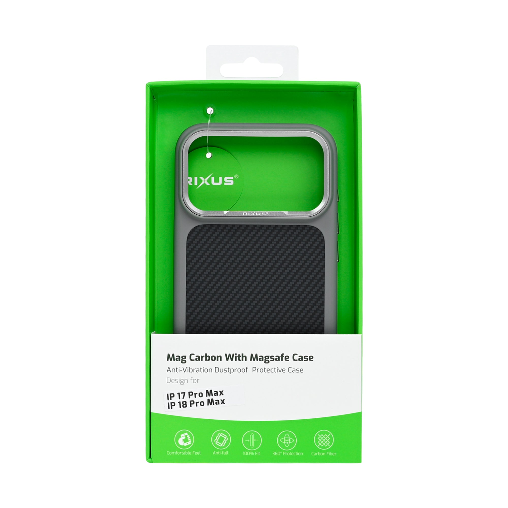 Rixus Mag Carbon With MagSafe Compatible For Apple iPhone 17 Pro Max, 18 Pro Max Titanium Grey