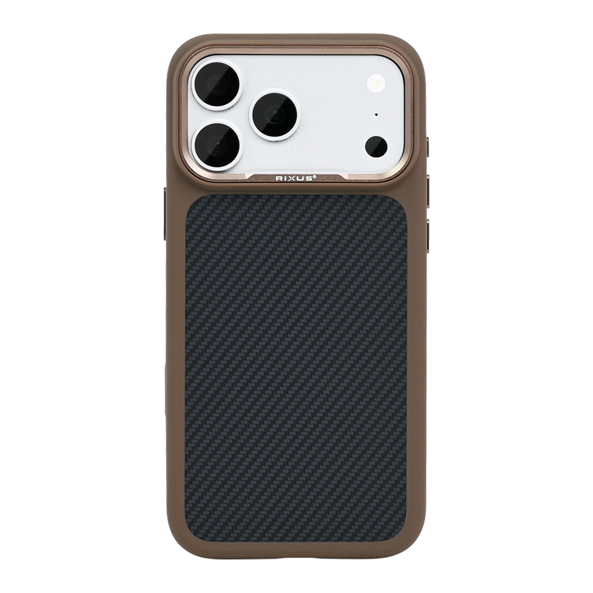 Rixus Mag Carbon With MagSafe Compatible For Apple iPhone 17 Pro Max, 18 Pro Max Brown