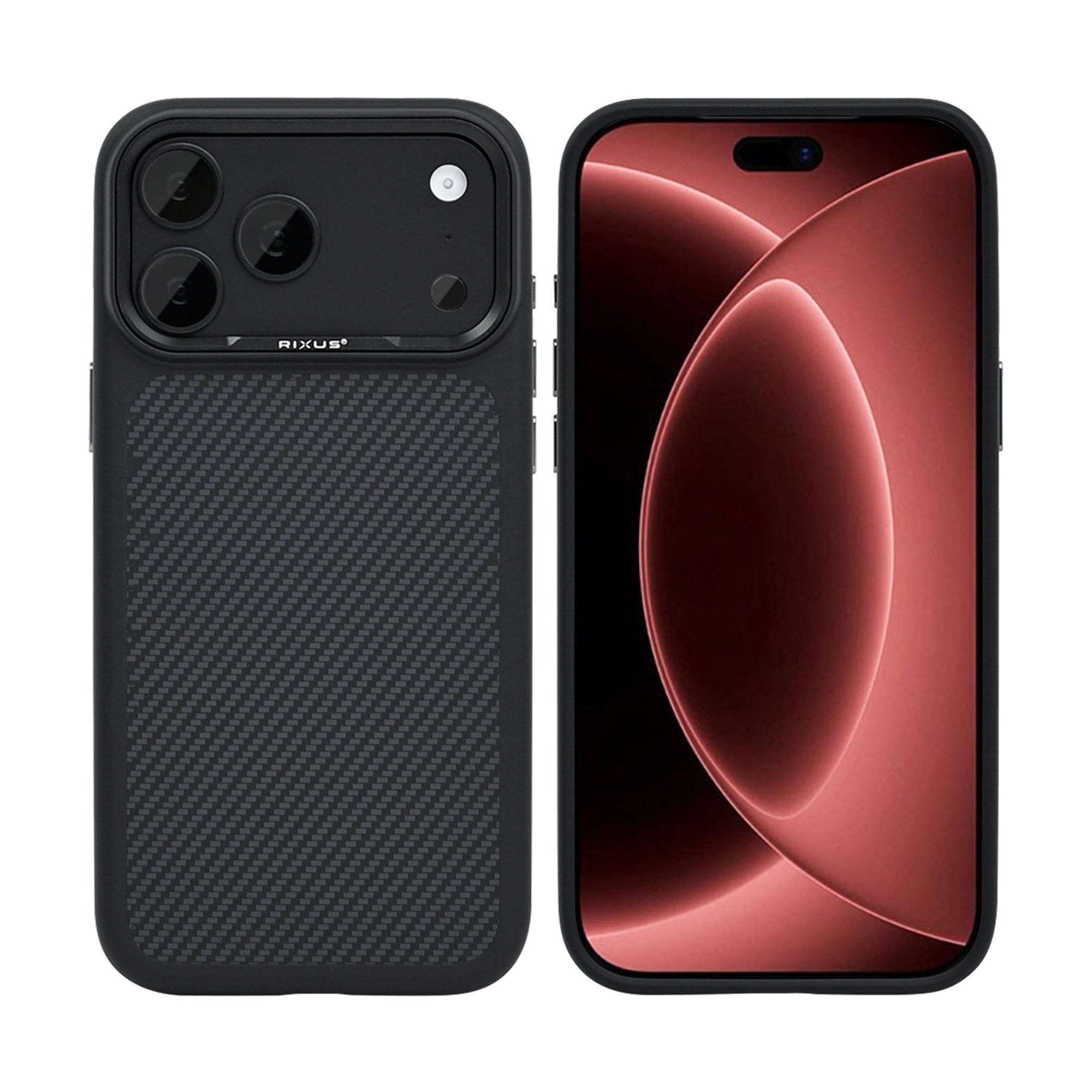 Rixus Mag Carbon With MagSafe Compatible For Apple iPhone 17 Pro Max, 18 Pro Max Titanium Black
