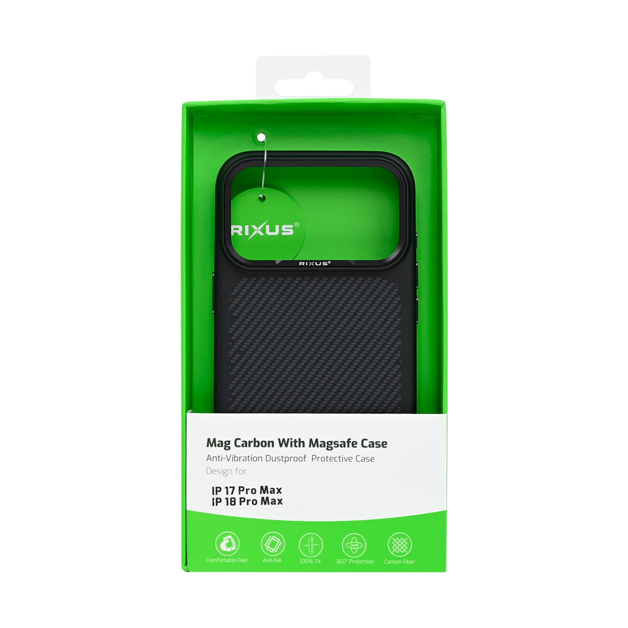 Rixus Mag Carbon With MagSafe Compatible For Apple iPhone 17 Pro Max, 18 Pro Max Titanium Black