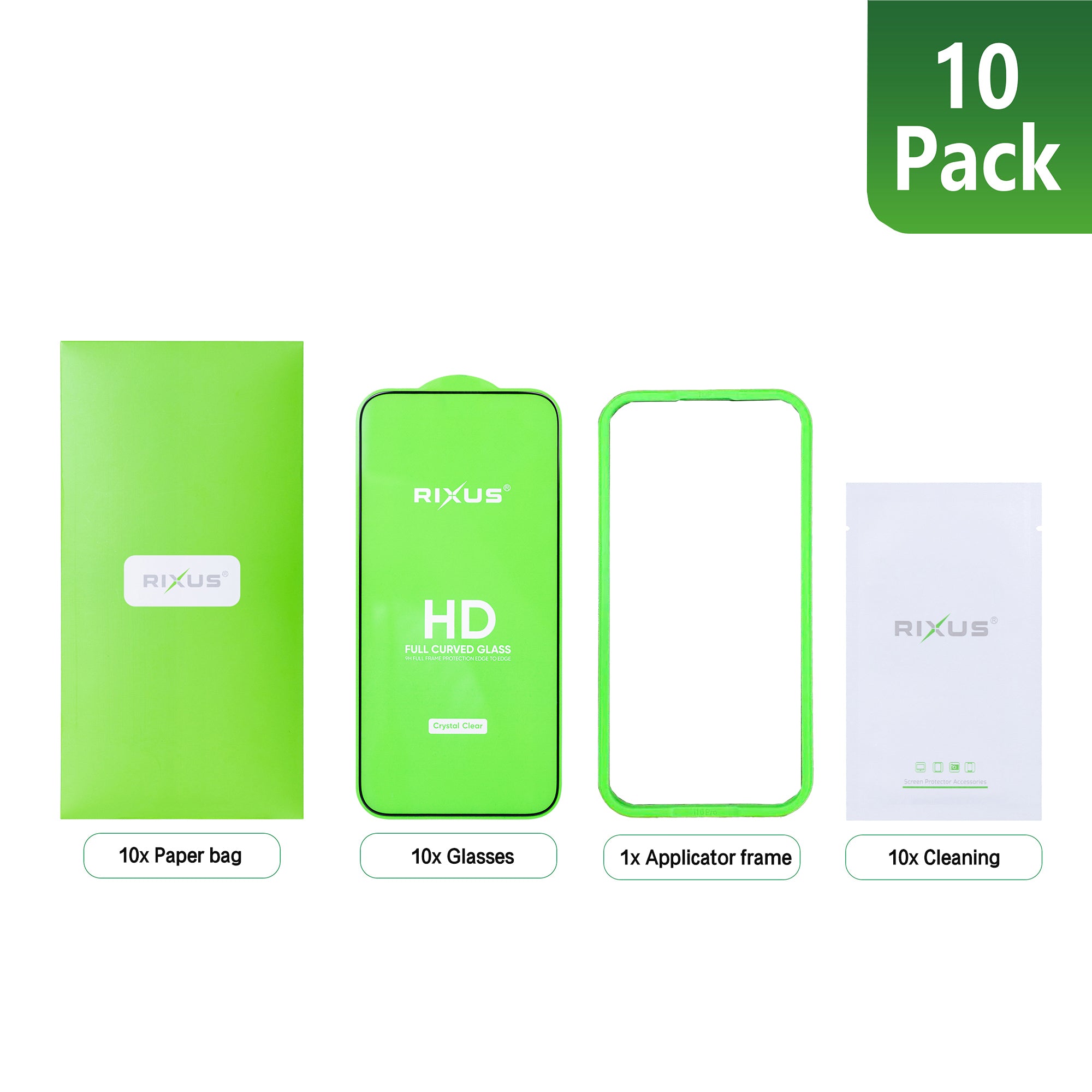 Rixus Clear HD Full Curved Edge Tempered Glass For Apple iPhone 17 Pro, 18 Pro (10-Pack)