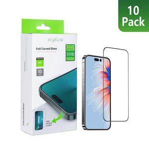 Rixus Clear HD Full Curved Edge Tempered Glass For Apple iPhone 17 Pro Max, 18 Pro Max (10-Pack)