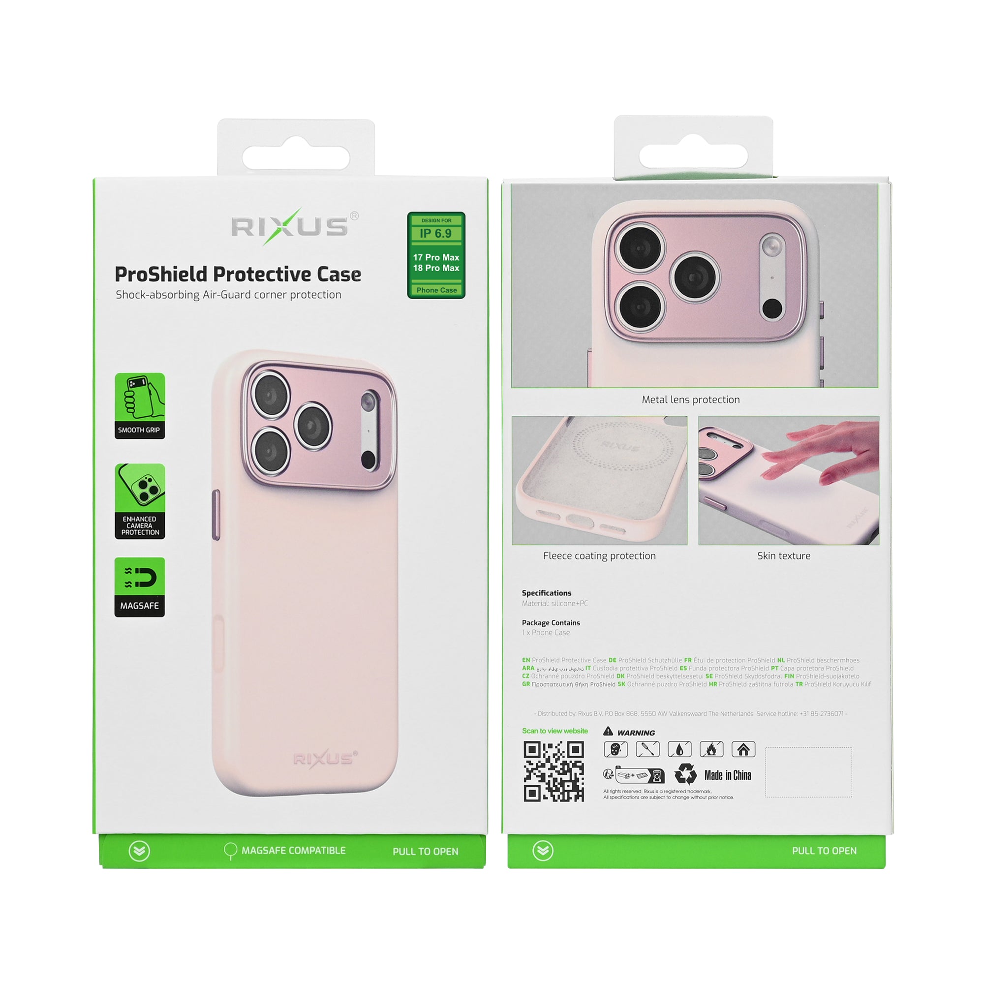 Rixus ProShield Case For Apple iPhone 17 Pro Max, 18 Pro Max Pink