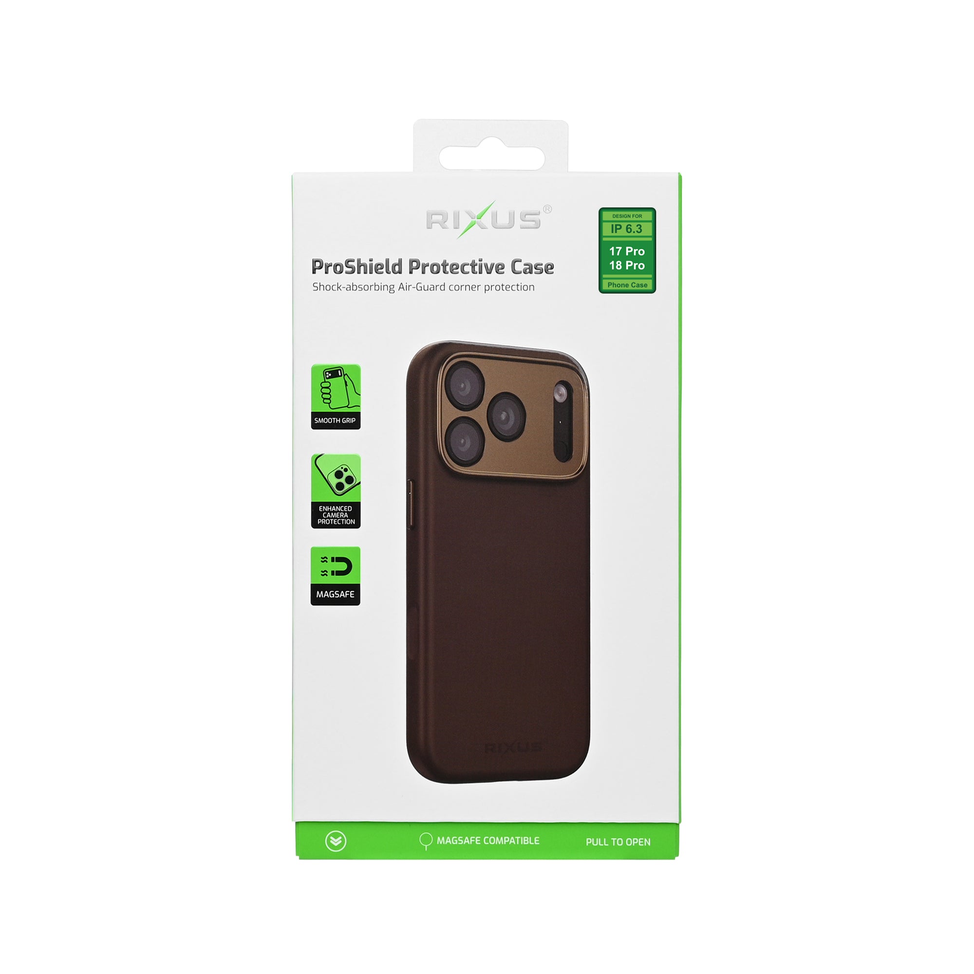Rixus ProShield Case For Apple iPhone 17 Pro, 18 Pro Dark Brown