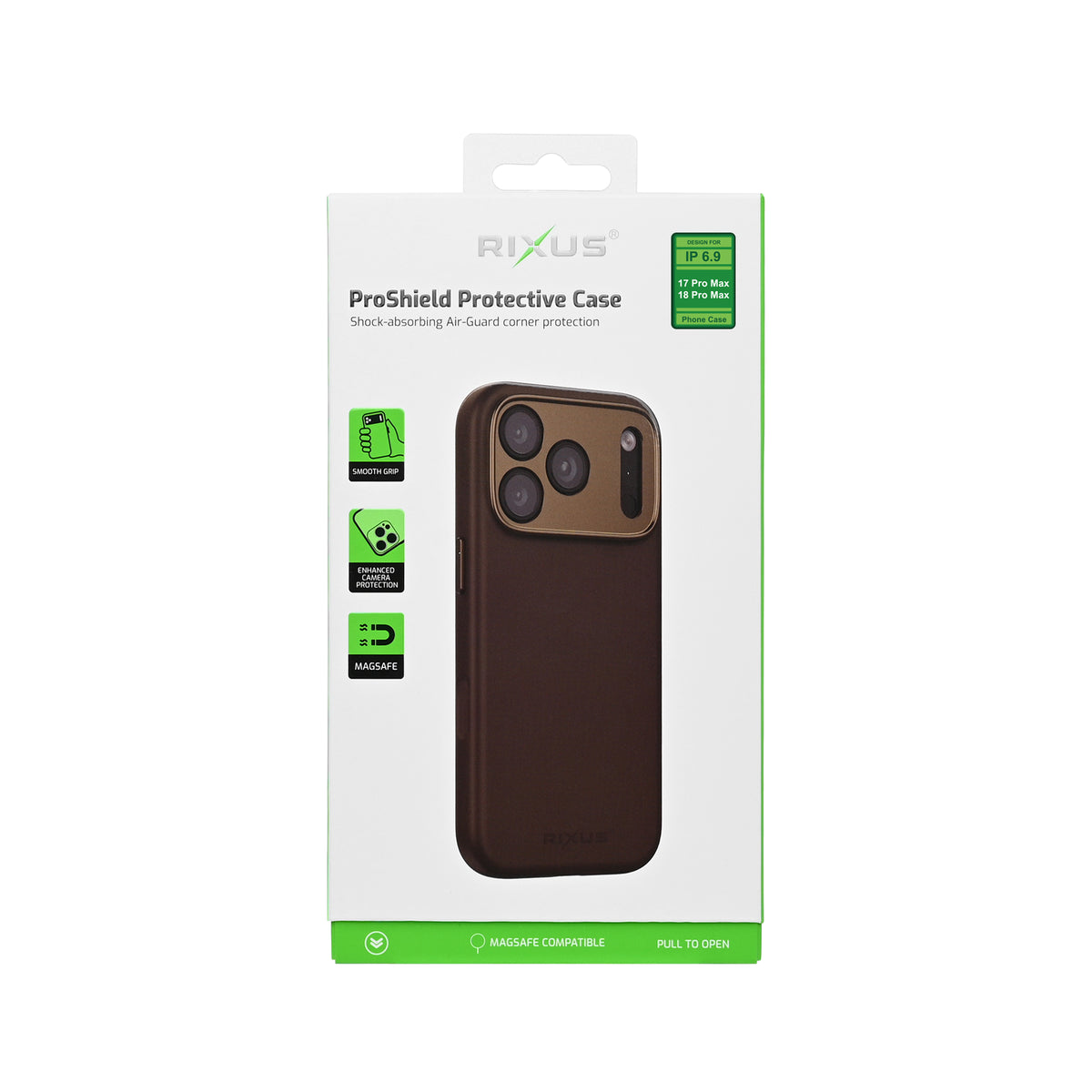Rixus ProShield Case For Apple iPhone 17 Pro Max, 18 Pro Max Dark Brown