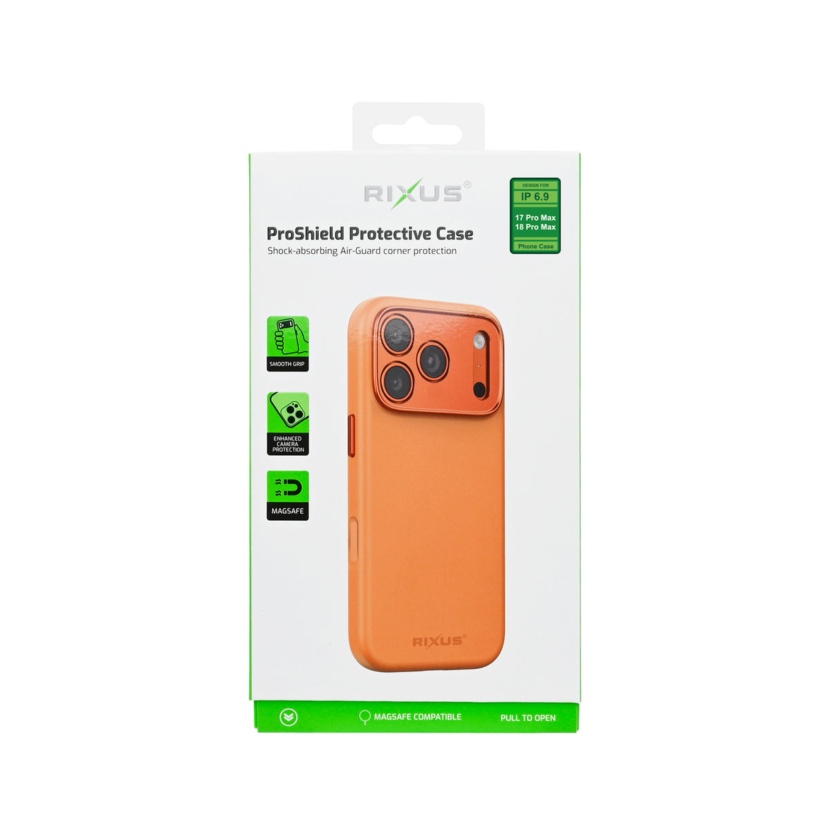 Rixus ProShield Case For Apple iPhone 17 Pro Max, 18 Pro Max Orange