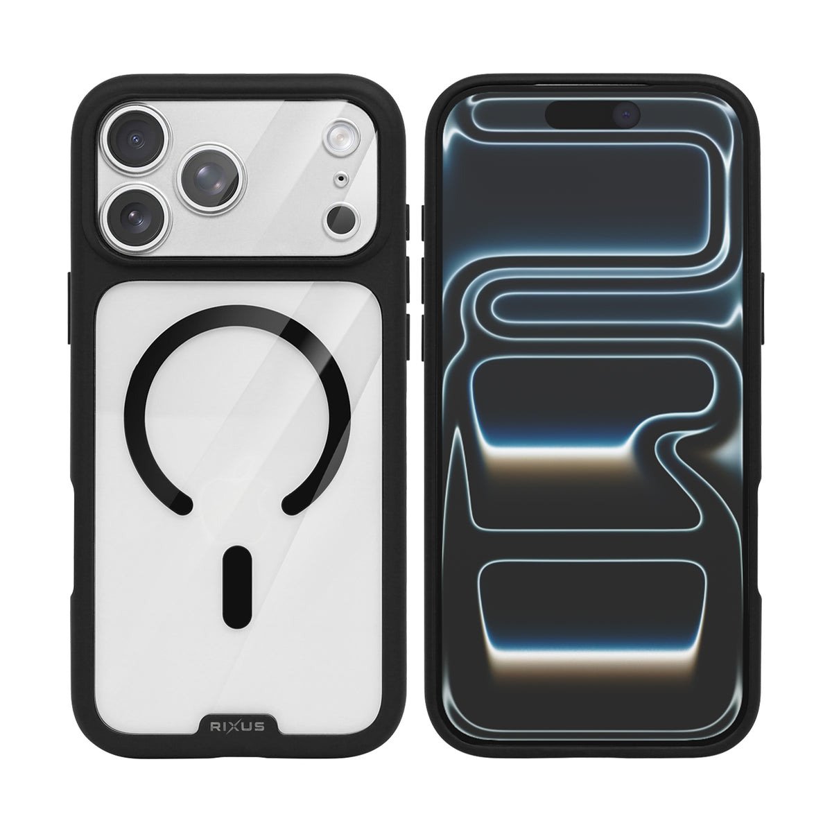 Rixus Crystal Amber Case For Apple iPhone 17 Pro, 18 Pro Black