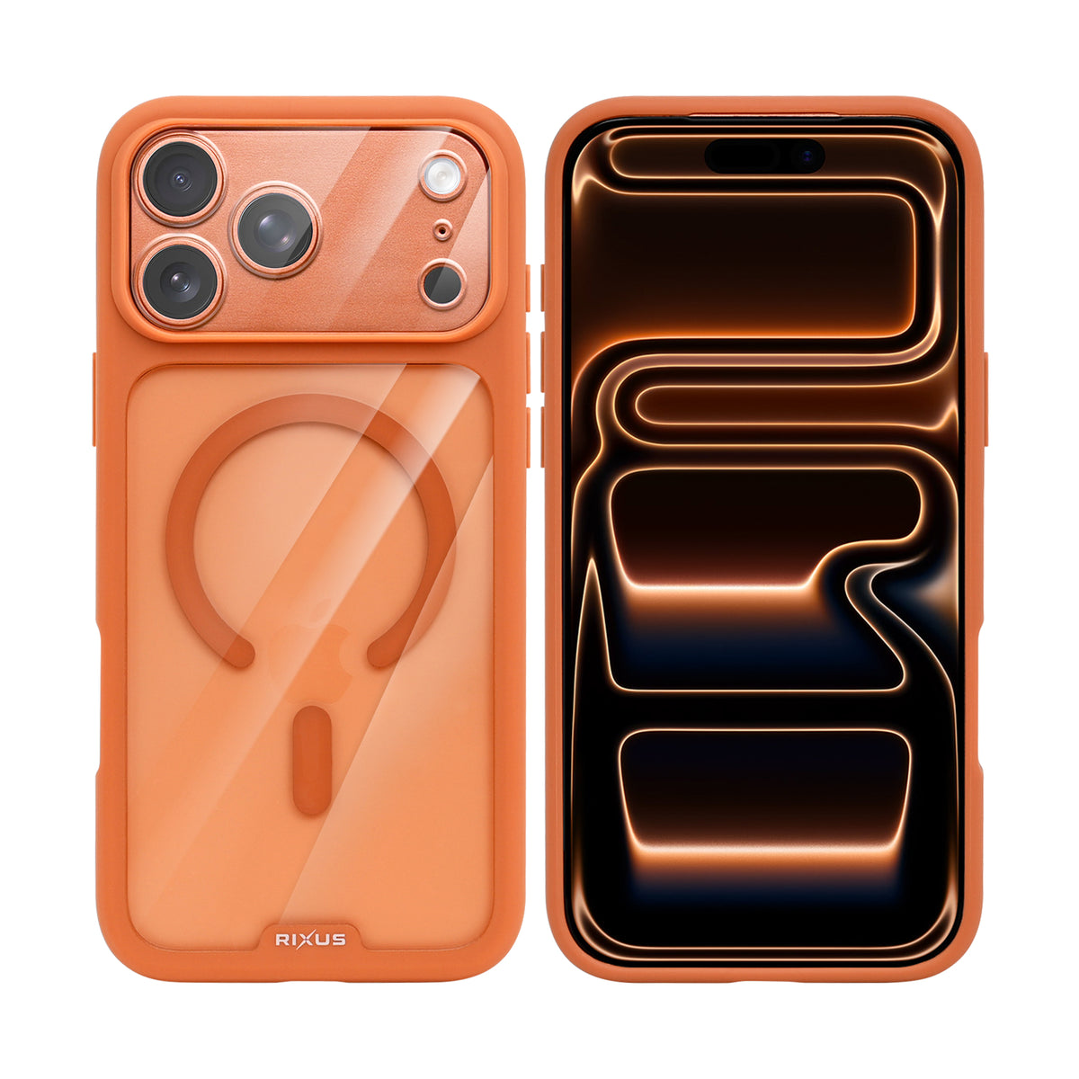 Rixus Crystal Amber Case For Apple iPhone 17 Pro Max, 18 Pro Max Orange
