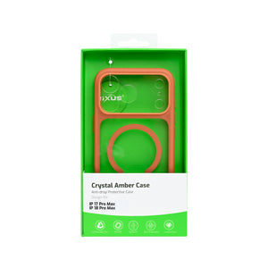 Rixus Crystal Amber Case For Apple iPhone 17 Pro Max, 18 Pro Max Orange