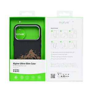 Rixus Alpine Ultra-Slim Case With MagSafe Compatible RXD082 For Apple iPhone 17 Pro, 18 Pro Mountain Black