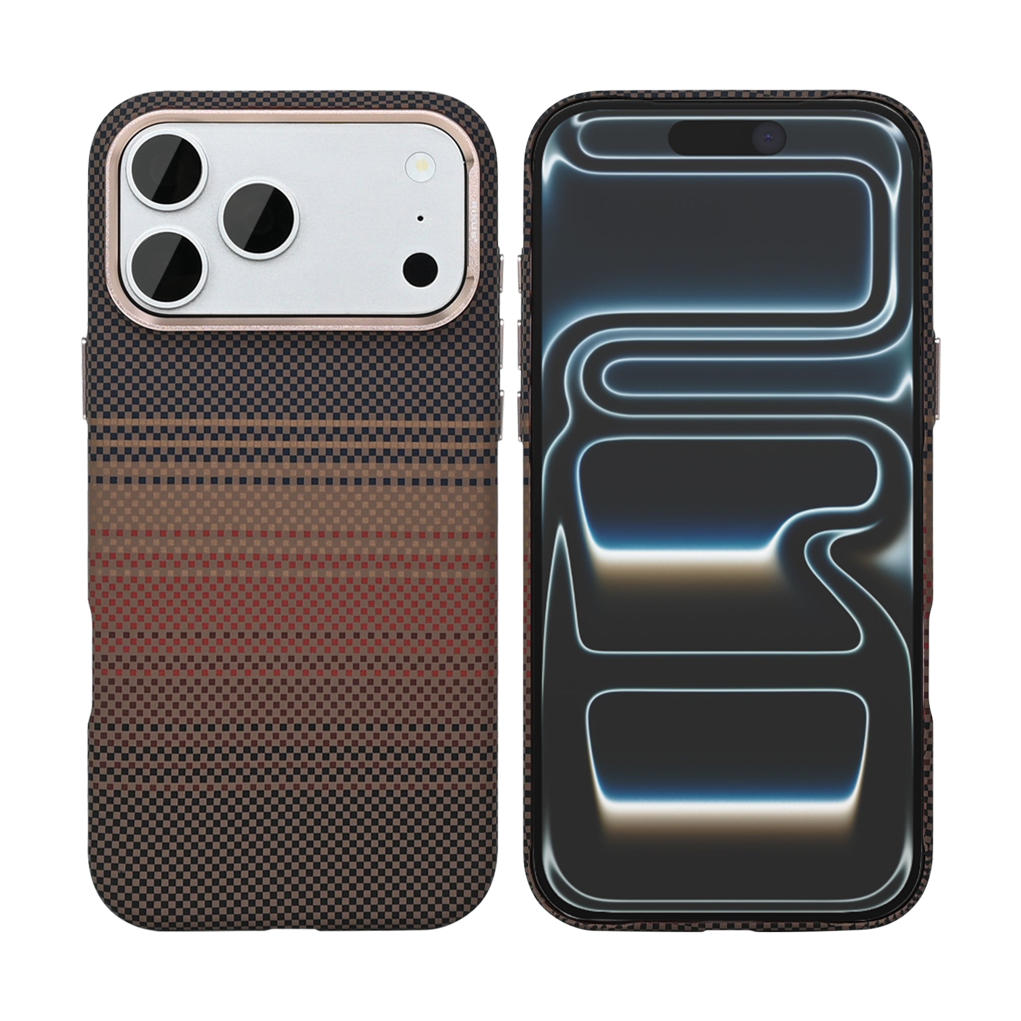 Rixus Alpine Ultra-Slim Case With MagSafe Compatible RXA130 For Apple iPhone 17 Pro, 18 Pro Stripe Brown