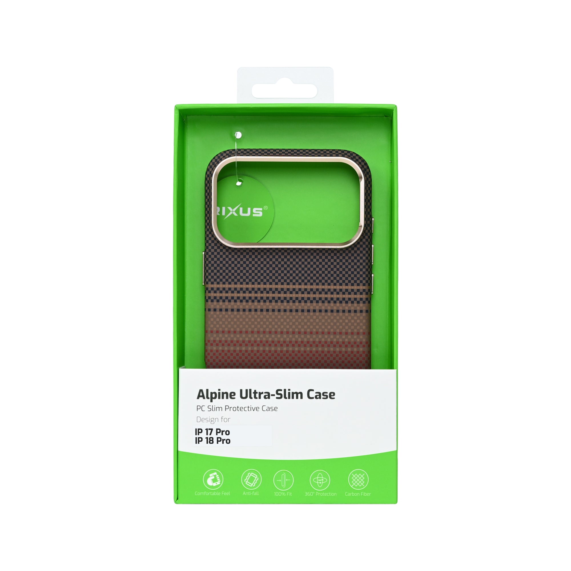 Rixus Alpine Ultra-Slim Case With MagSafe Compatible RXA130 For Apple iPhone 17 Pro, 18 Pro Stripe Brown