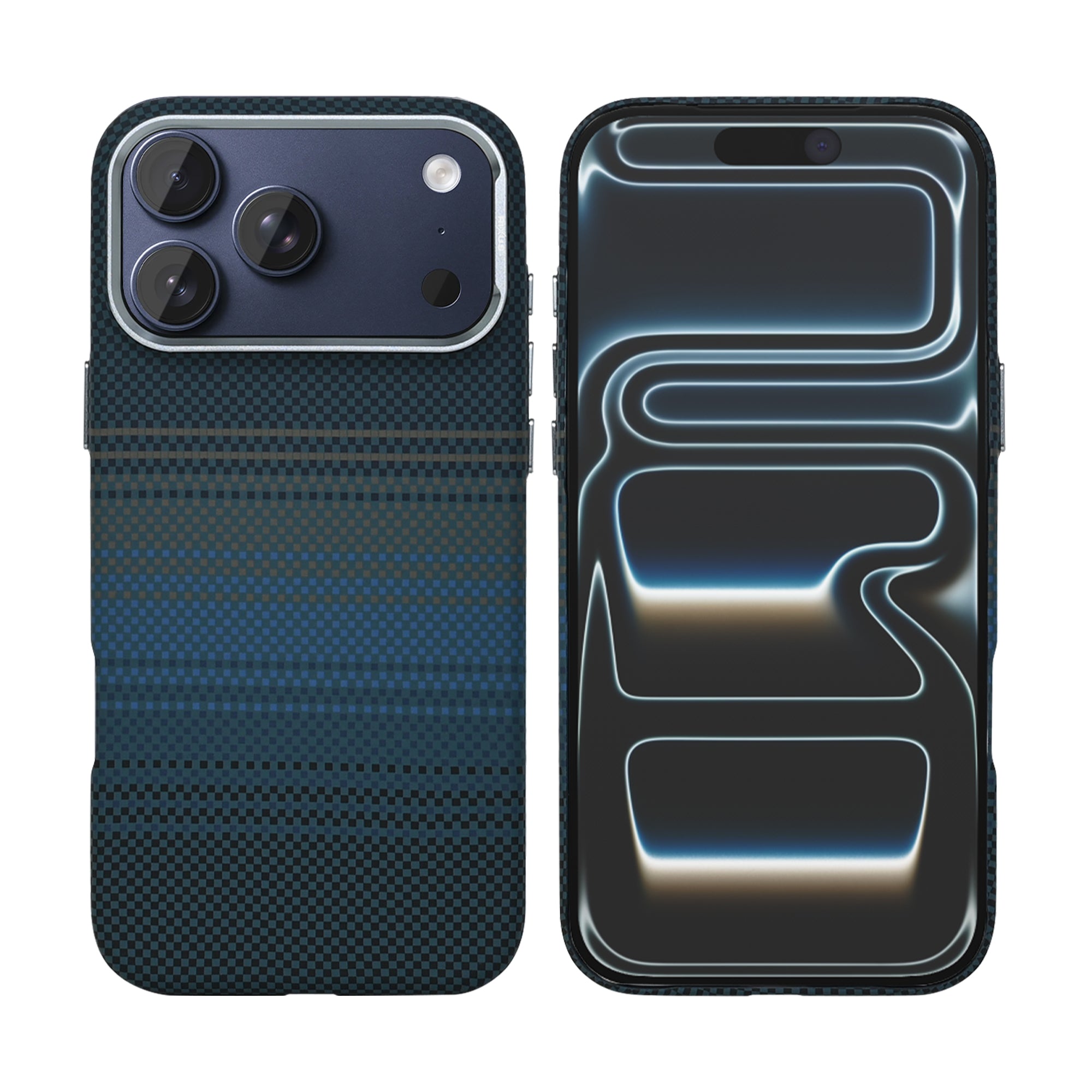 Rixus Alpine Ultra-Slim Case With MagSafe Compatible RXA131 For Apple iPhone 17 Pro, 18 Pro Stripe Blue