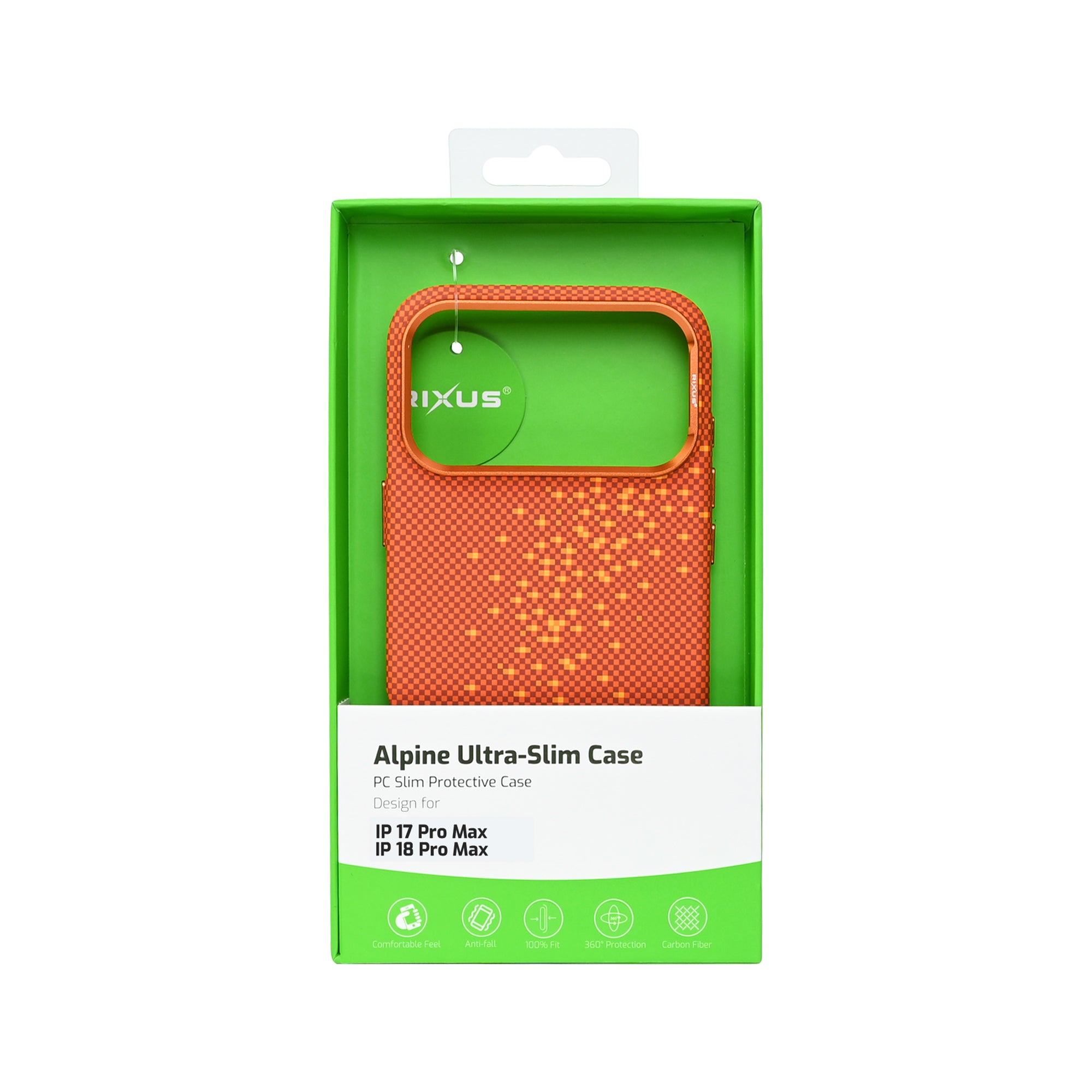 Rixus Alpine Ultra-Slim Case With MagSafe Compatible RXD021 For Apple iPhone 17 Pro Max, 18 Pro Max Galaxy Orange
