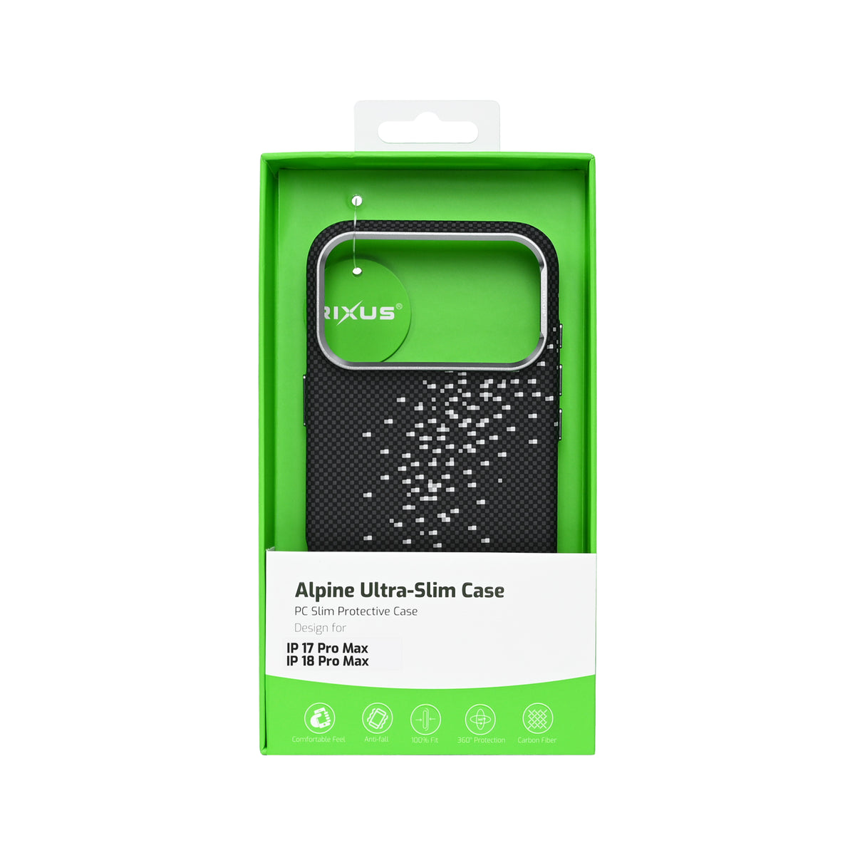 Rixus Alpine Ultra-Slim Case With MagSafe Compatible RXD022 For Apple iPhone 17 Pro Max, 18 Pro Max Galaxy Black