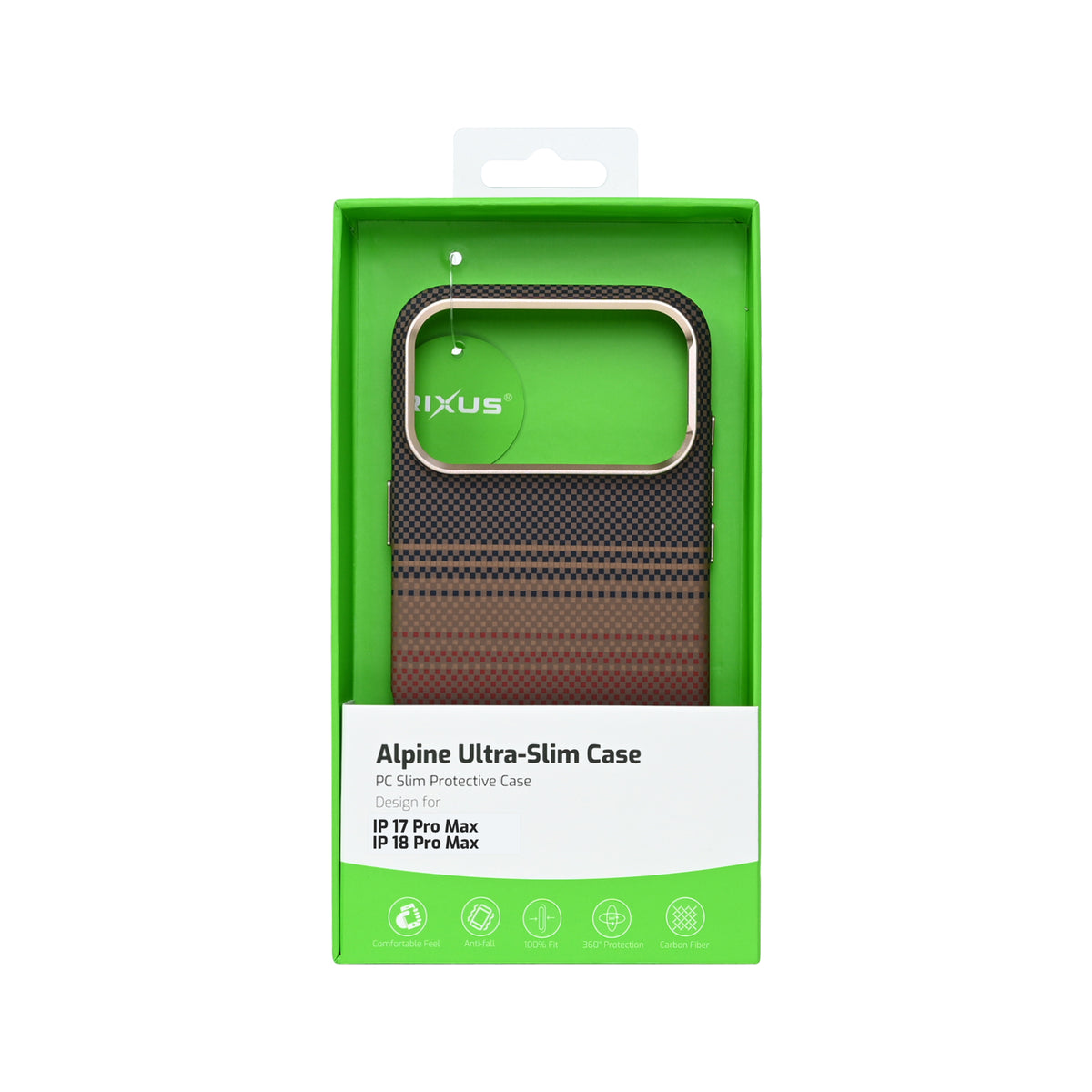 Rixus Alpine Ultra-Slim Case With MagSafe Compatible RXA130 For Apple iPhone 17 Pro Max, 18 Pro Max Stripe Brown