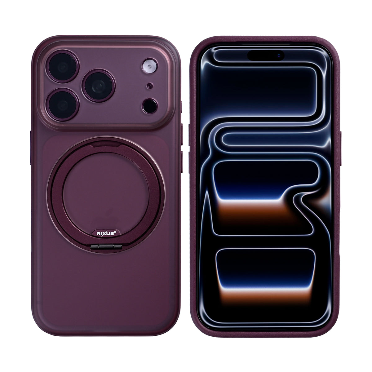 Rixus SnapGrip 360 Case For Apple iPhone 17 Pro Max, 18 Pro Max Deep Purple