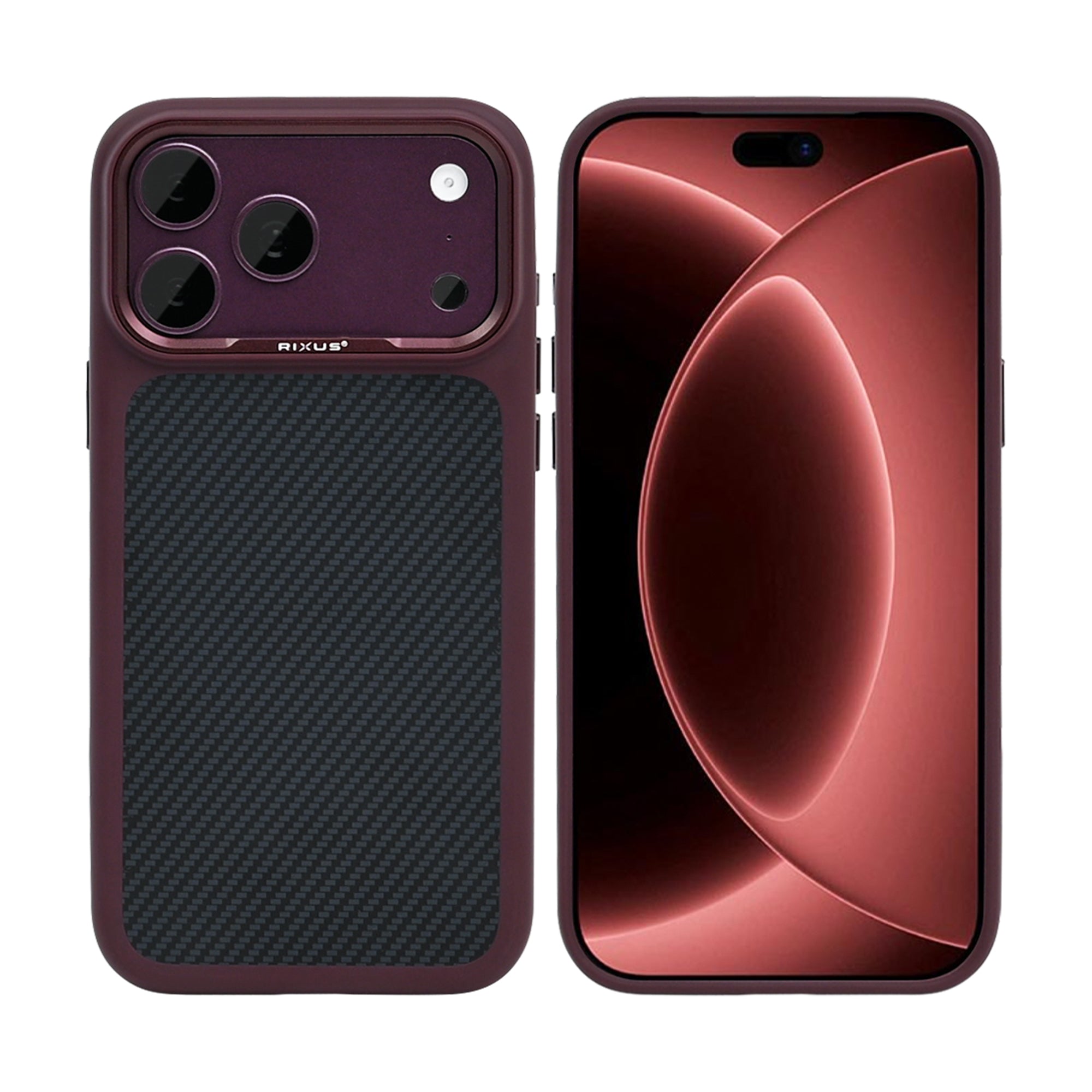 Rixus Mag Carbon With MagSafe Compatible For Apple iPhone 17 Pro, 18 Pro Deep Purple