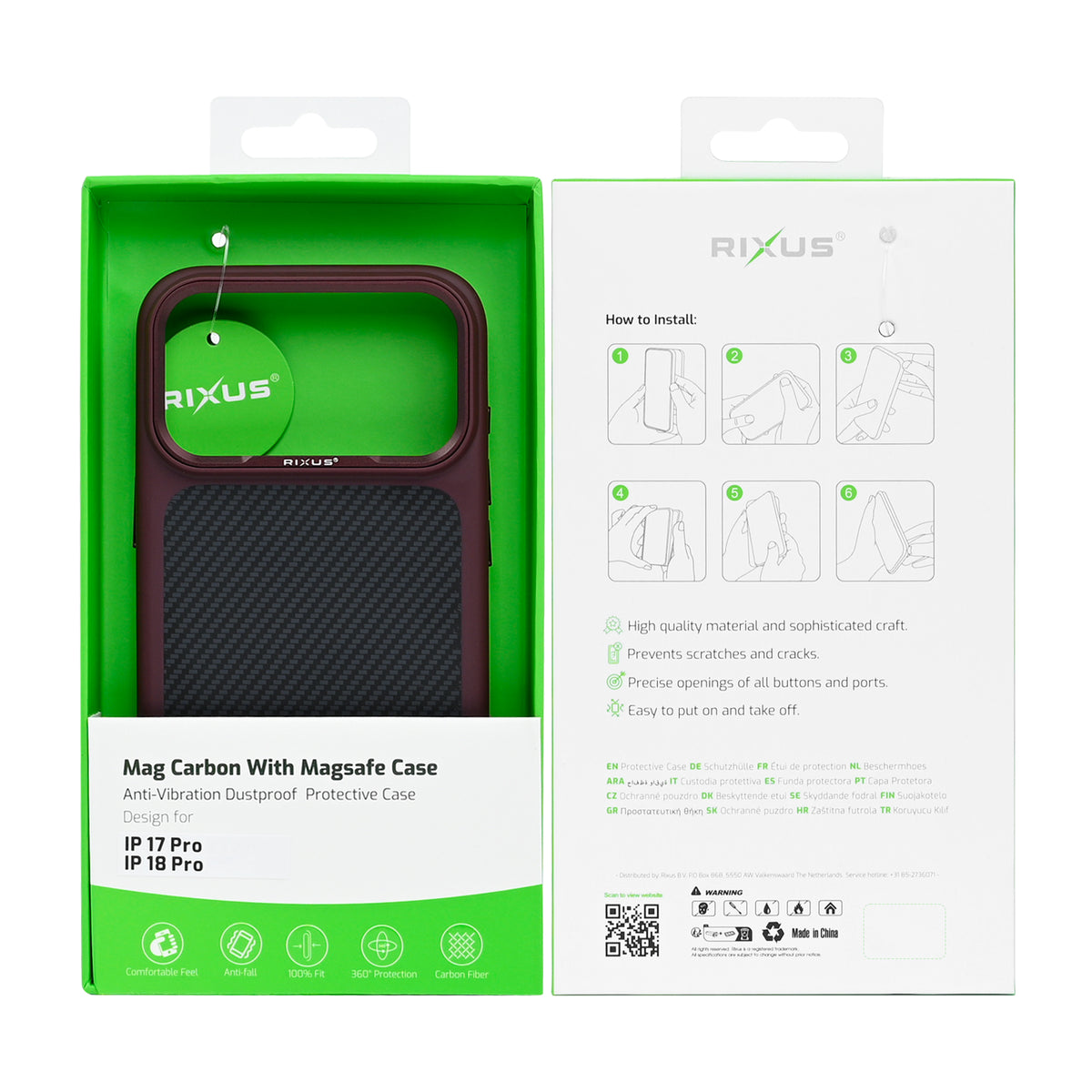 Rixus Mag Carbon With MagSafe Compatible For Apple iPhone 17 Pro, 18 Pro Deep Purple