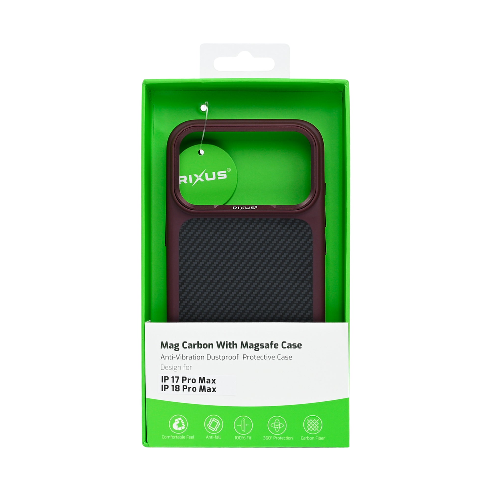 Rixus Mag Carbon With MagSafe Compatible For Apple iPhone 17 Pro Max, 18 Pro Max Deep Purple
