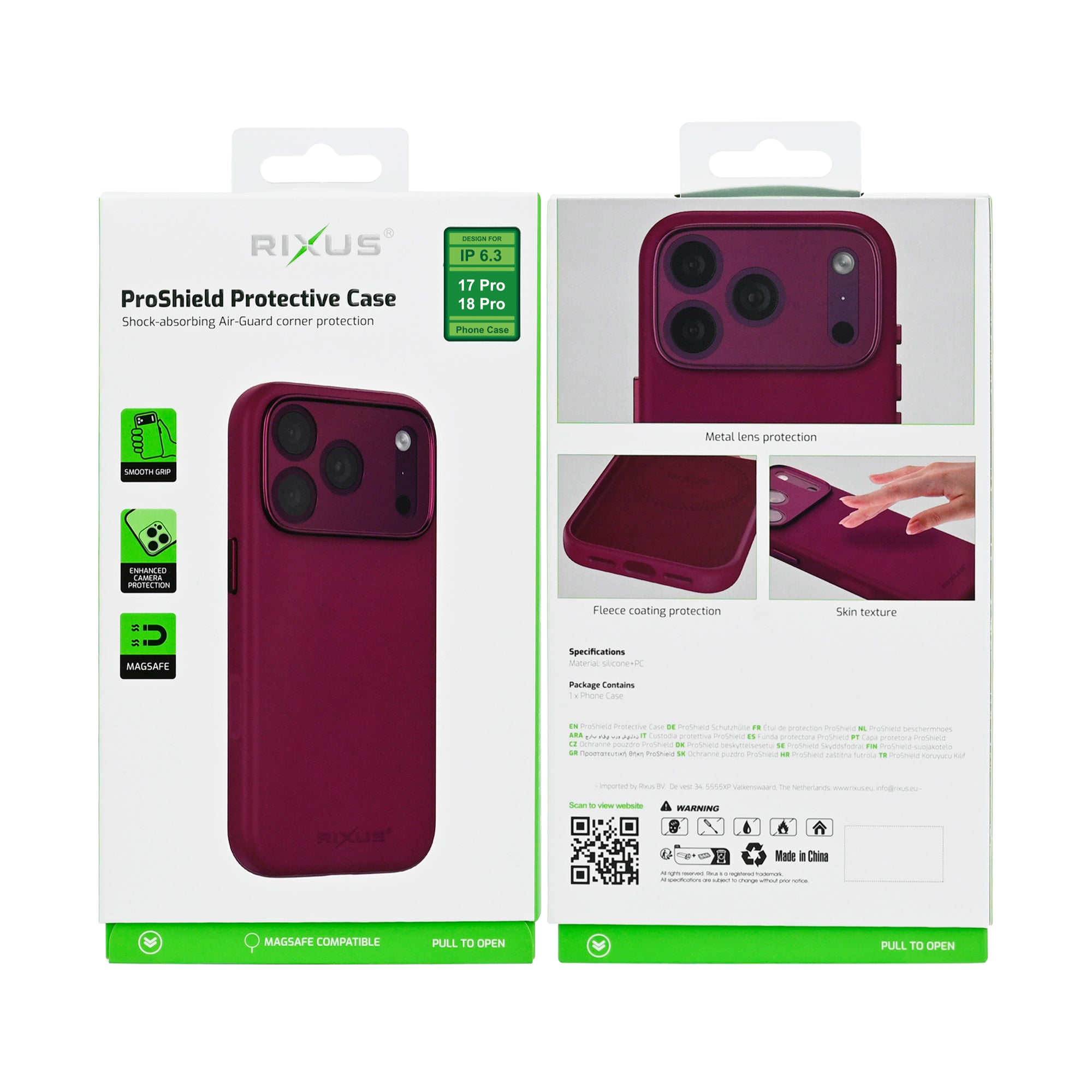 Rixus ProShield Case For Apple iPhone 17 Pro, 18 Pro Deep Purple