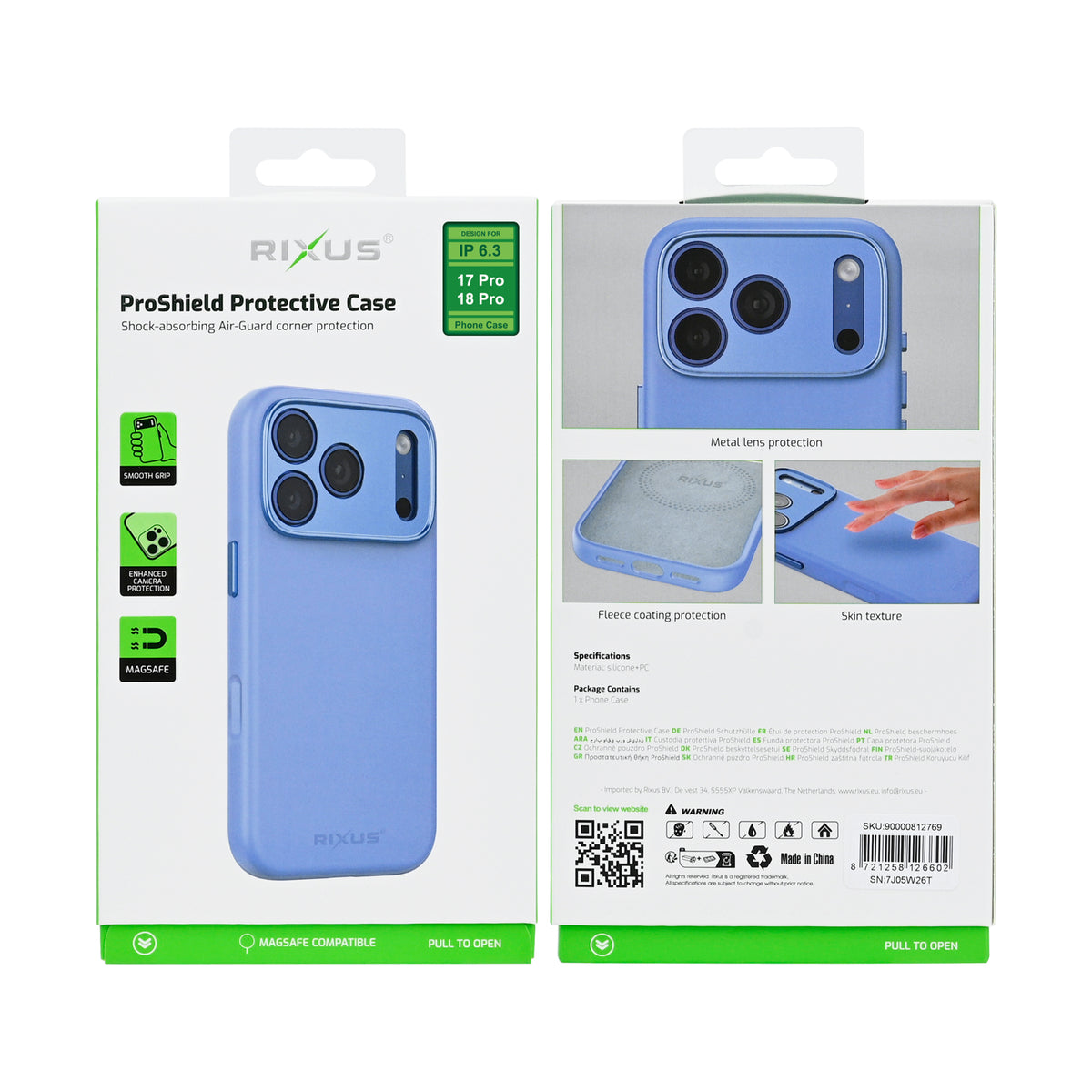 Rixus ProShield Case For Apple iPhone 17 Pro, 18 Pro Light Blue