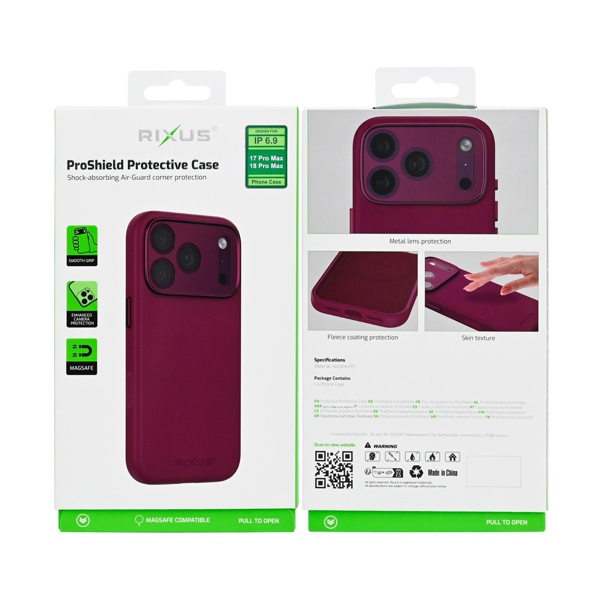 Rixus ProShield Case For Apple iPhone 17 Pro Max, 18 Pro Max Deep Purple